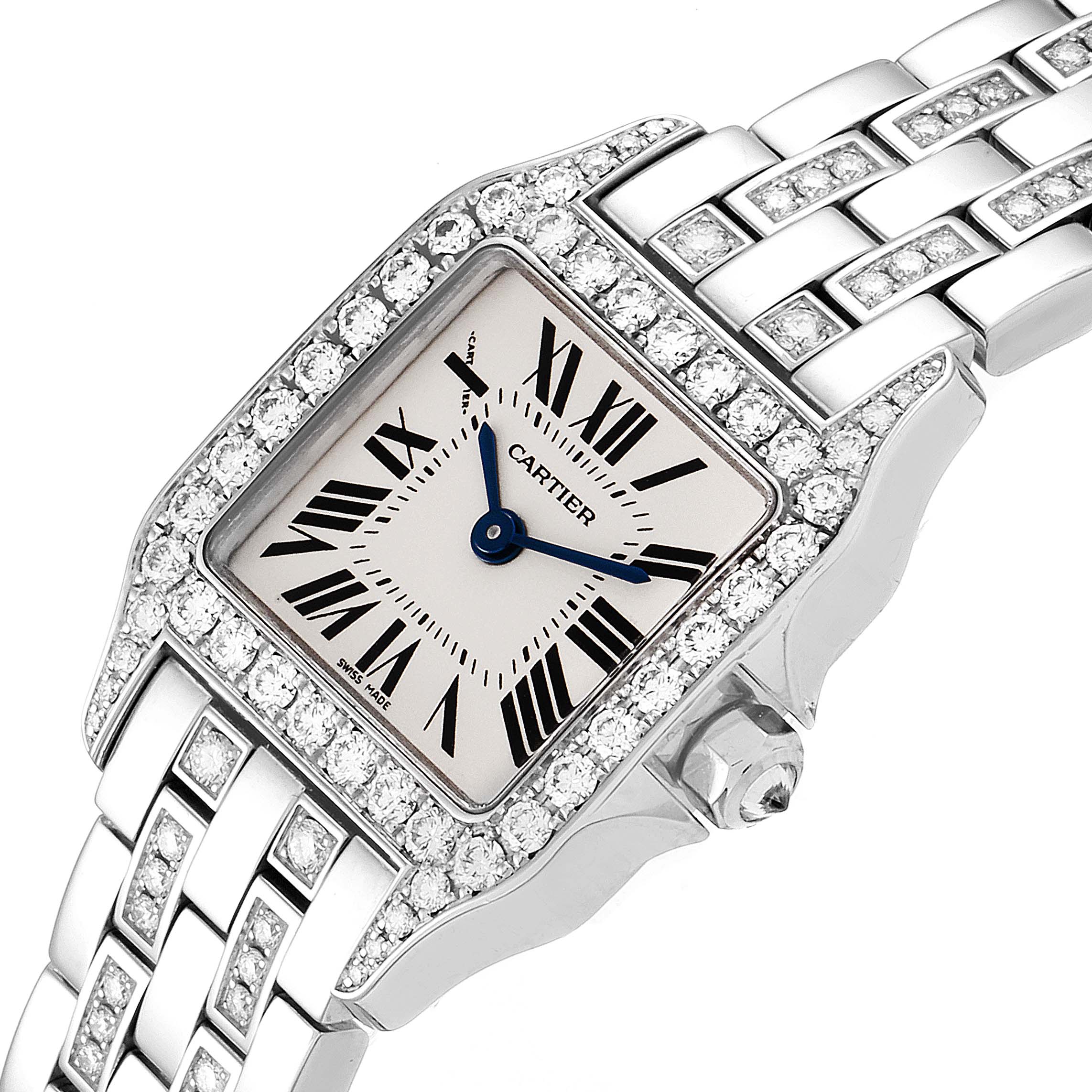 Cartier Santos Demoiselle White Gold Diamond Ladies Watch WF9003YC ...
