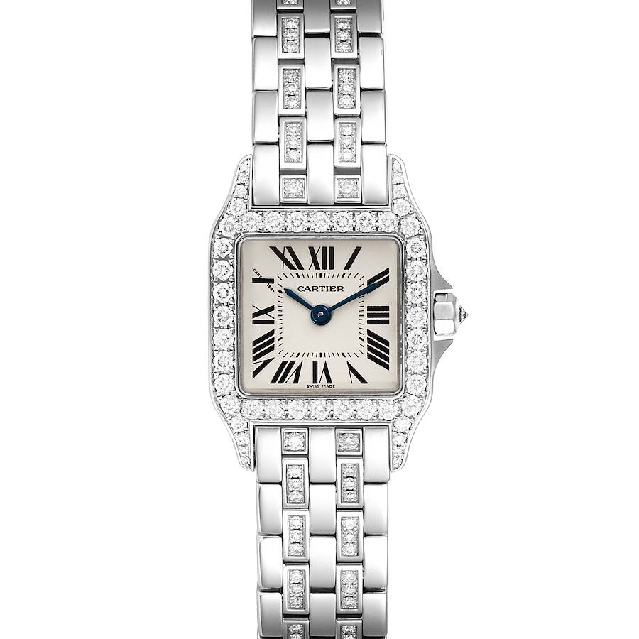 Cartier Santos Demoiselle White Gold Diamond Ladies Watch WF9003YC SwissWatchExpo
