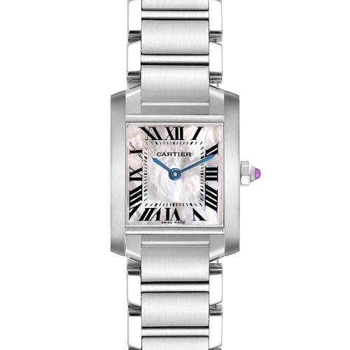 Photo of Cartier Tank Francaise Small Steel Mother of Pearl Ladies Watch W51028Q3