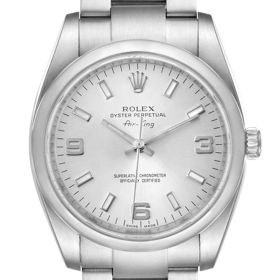 Rolex Airking Oyster Perpetual Silver Dial Steel Mens Watch 114200 SwissWatchExpo