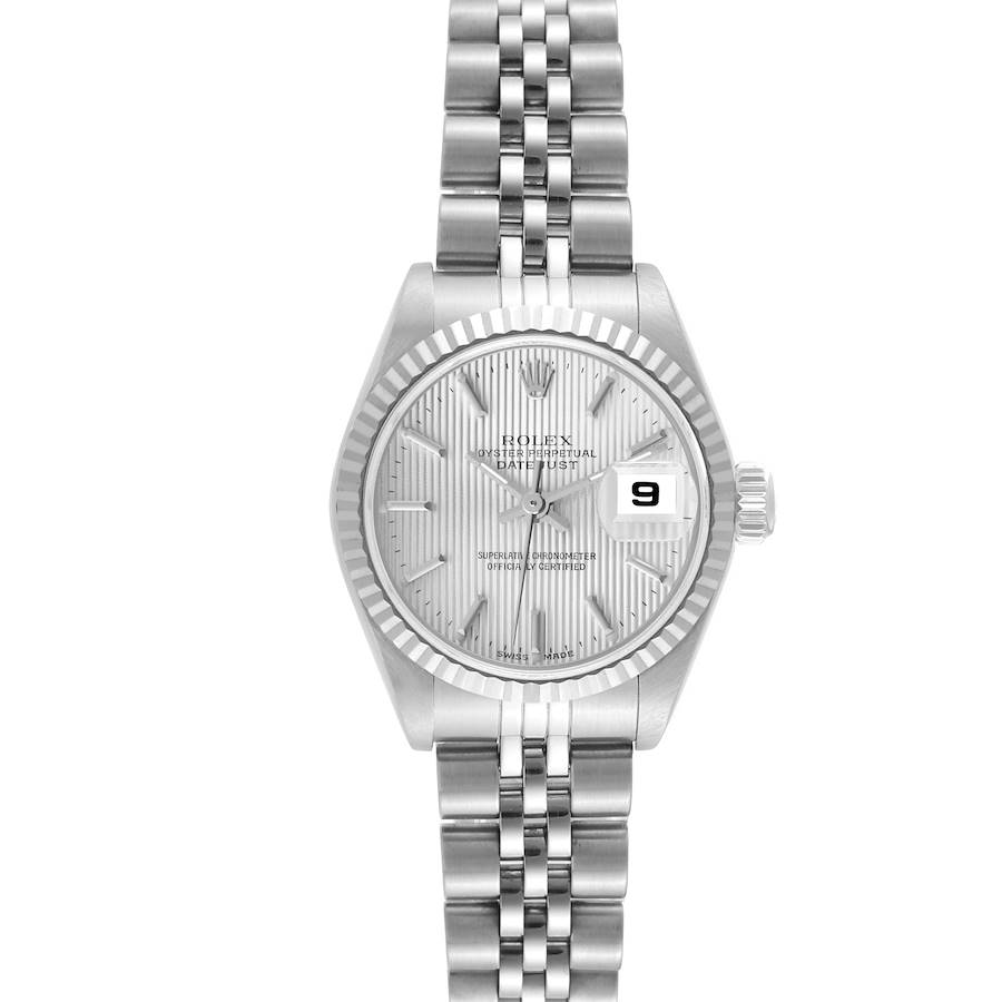 Rolex Datejust 26 Steel White Gold Tapestry Dial Ladies Watch 79174 Box Papers SwissWatchExpo