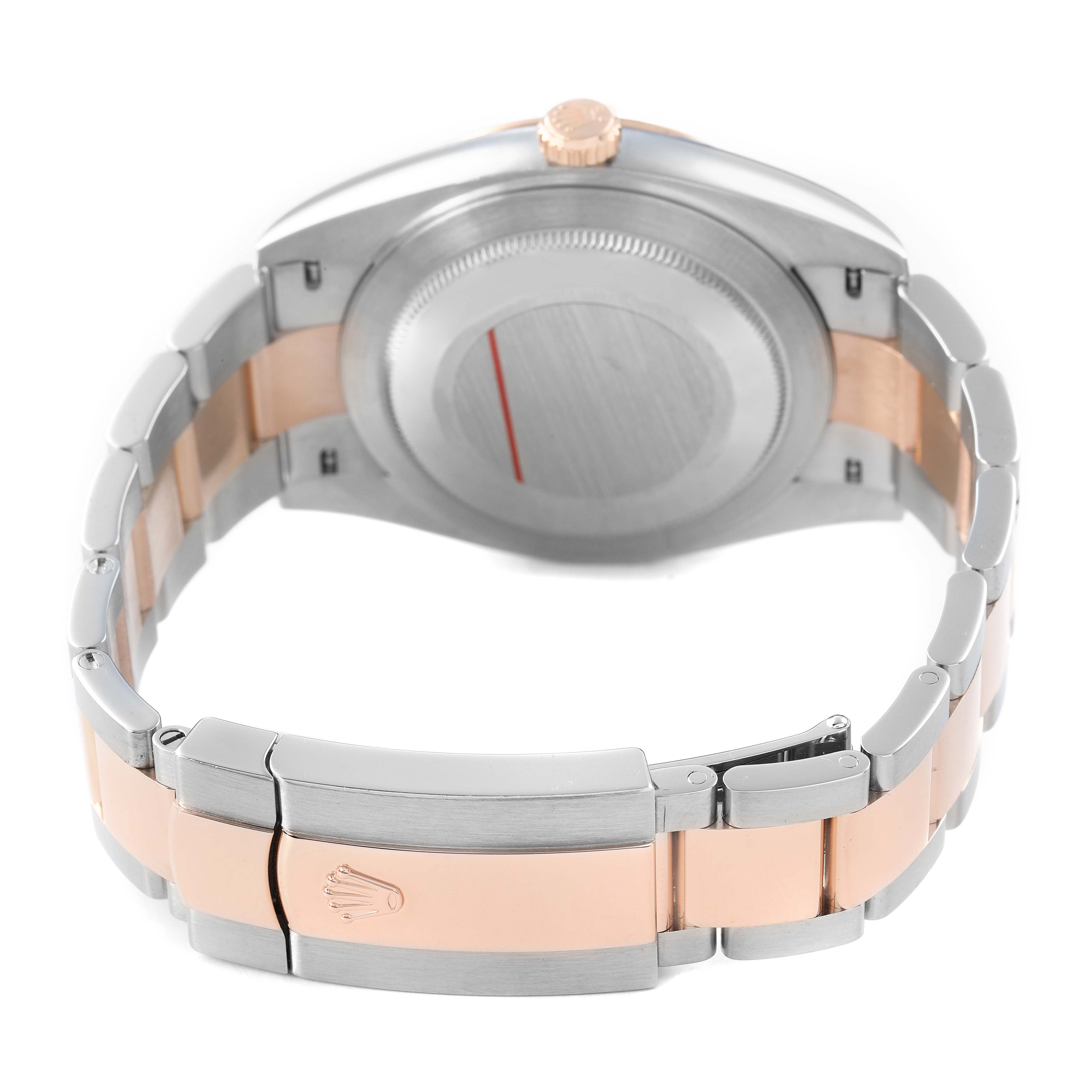 The image shows the back of the Rolex Datejust 41 126331 Men's Steel and Gold (two tone) Grey Dial, featuring the clasp and bracelet with a mix of metal finishes.