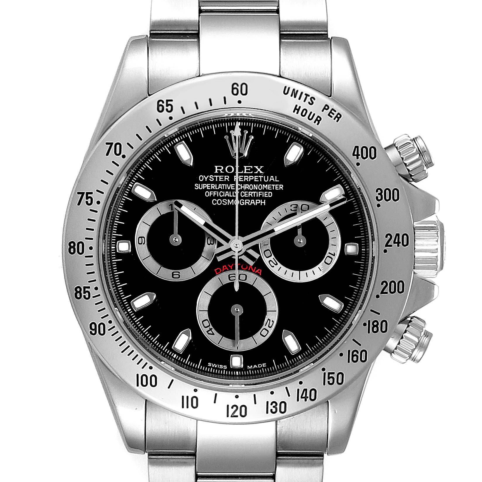 Rolex Daytona Black Dial Chronograph Stainless Steel Mens Watch 116520 ...