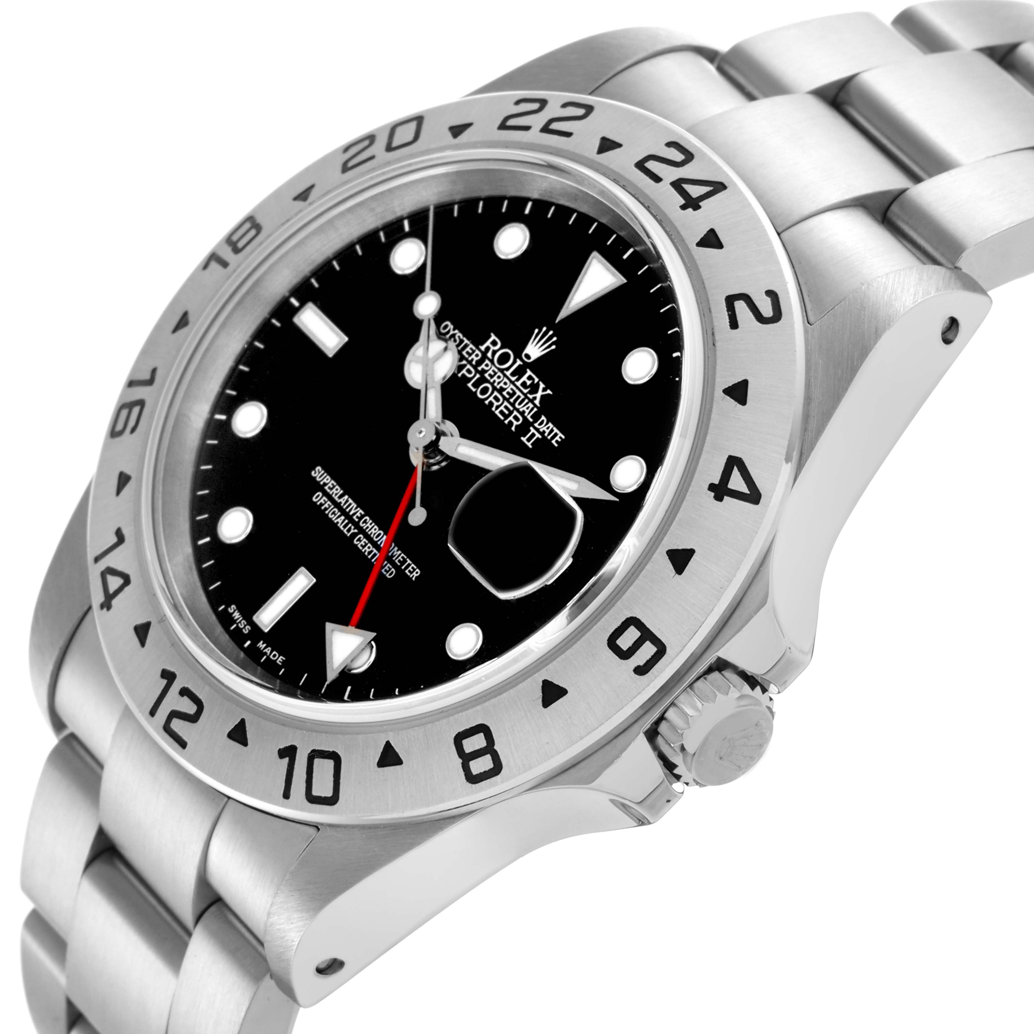 The Rolex Explorer 16570 Men's Stainless Steel Black Dial 16570 Men's Stainless Steel Black Dial watch is shown at an angled view, highlighting the bezel, black dial, and bracelet.