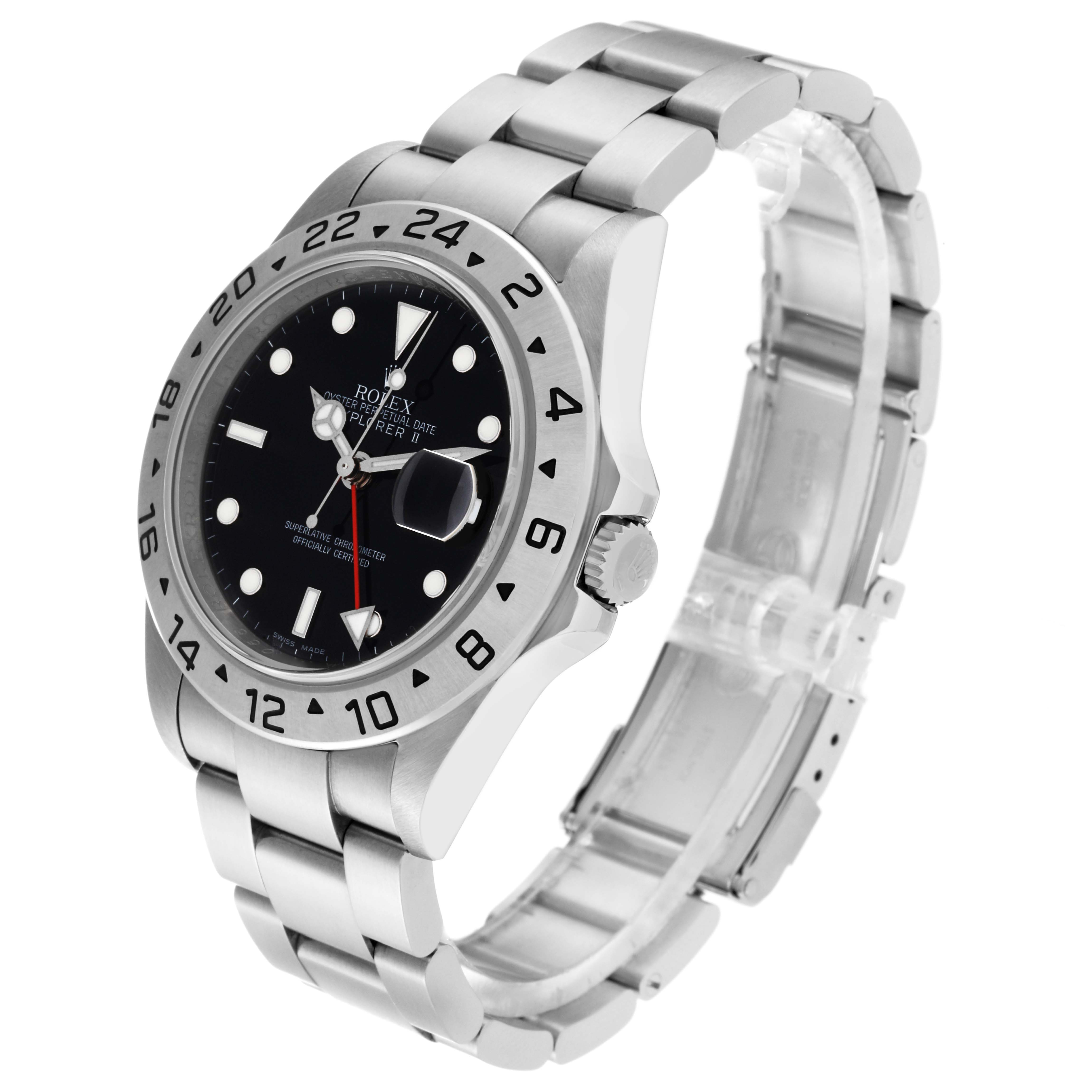 The Rolex Explorer 16570 Men
s Stainless Steel Black Dial 16570 Men
s Stainless Steel Black Dial is shown angled from the front-left, displaying the face, bezel, crown, and bracelet.