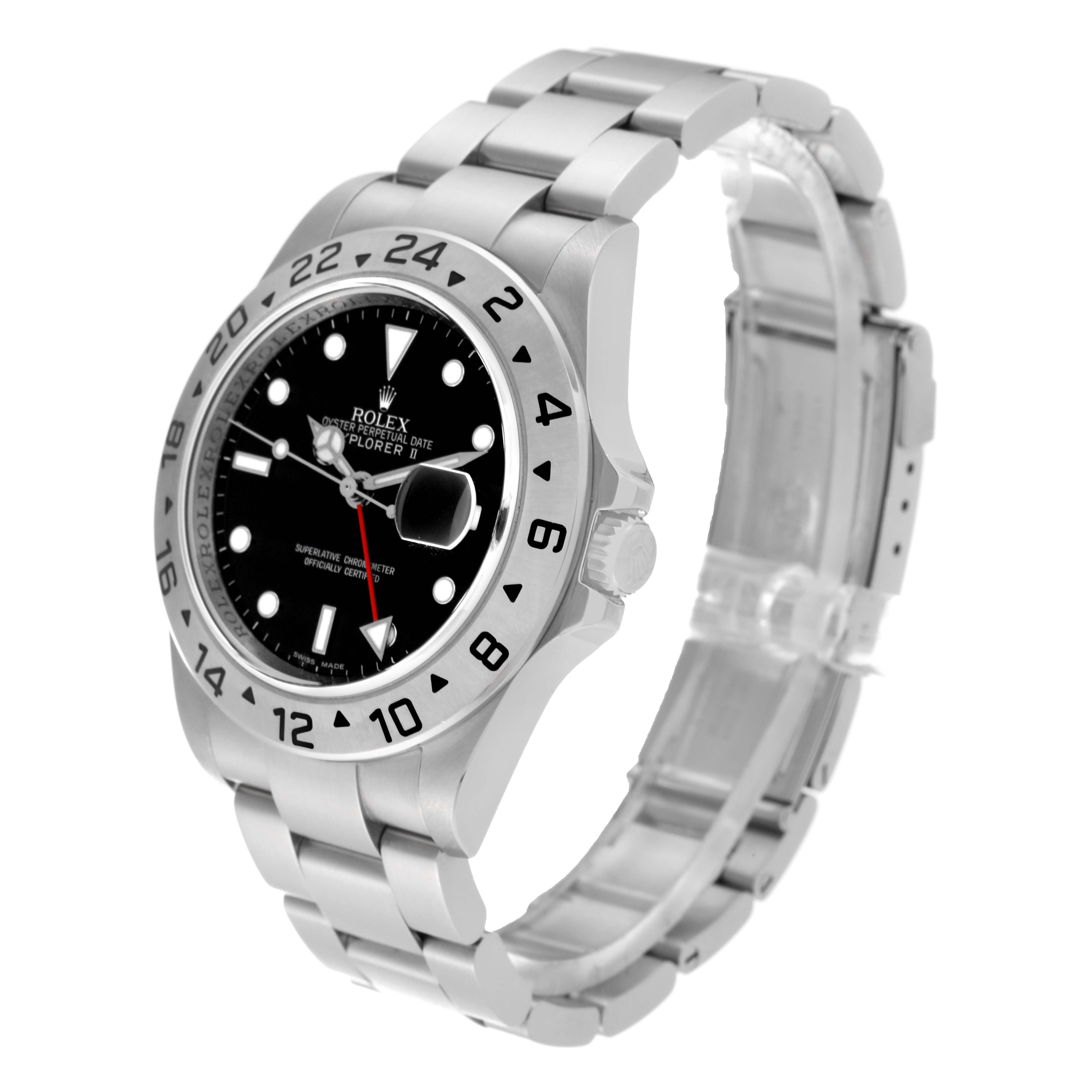 The Rolex Explorer 16570T Men
s Stainless Steel Black Dial 16570T Men
s Stainless Steel Black Dial watch is shown at an angle displaying the face, bezel, and bracelet.