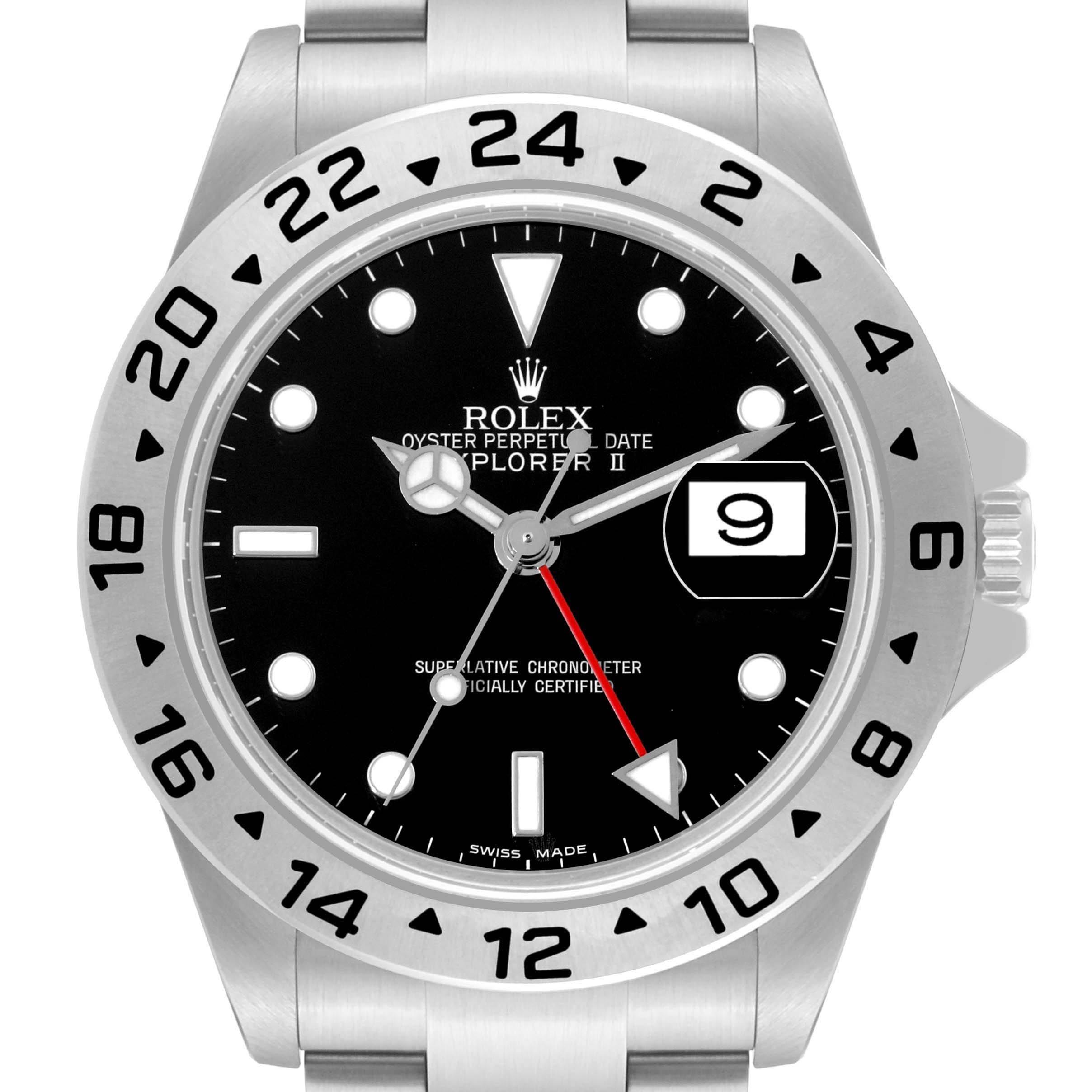 This image shows a Rolex Explorer 16570T Men
s Stainless Steel Black Dial 16570T Men
s Stainless Steel Black Dial watch from a front angle, highlighting its face, bezel, dial, and part of the bracelet.