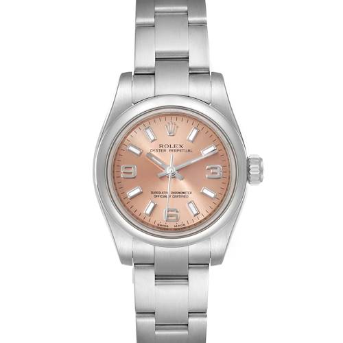 Photo of Rolex Nondate Salmon Dial Oyster Bracelet Ladies Watch 176200 Box Card