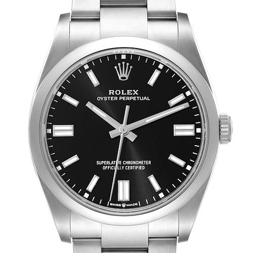 Photo of Rolex Oyster Perpetual Black Dial Steel Mens Watch 126000 Unworn