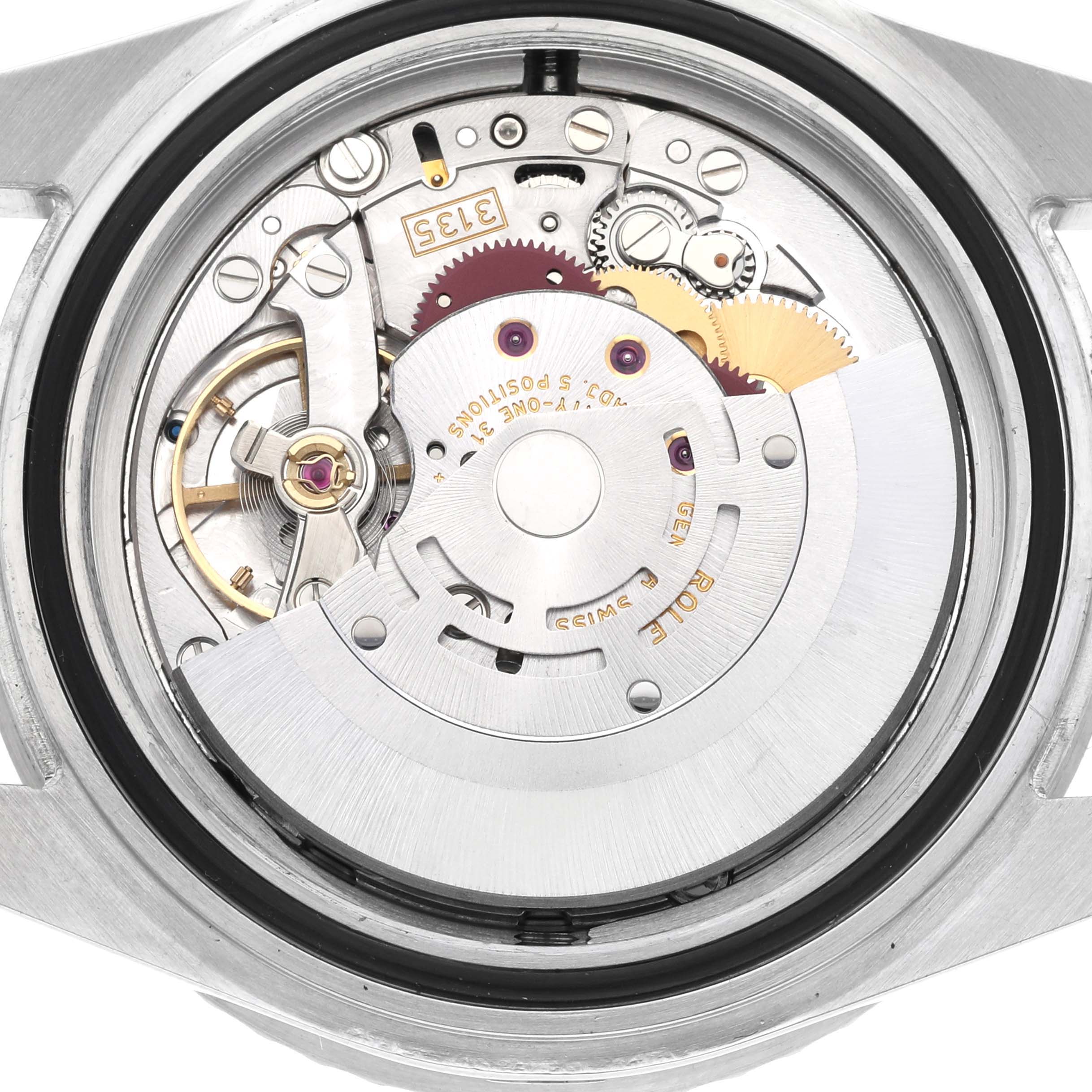 The image shows the internal mechanism of the Rolex Sea-Dweller 16600 Men's Stainless Steel Black Dial 16600 Men's Stainless Steel Black Dial watch, viewed from the back case.