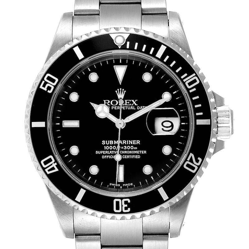 Rolex Submariner Date 40mm Stainless Steel Mens Watch 16610 SwissWatchExpo