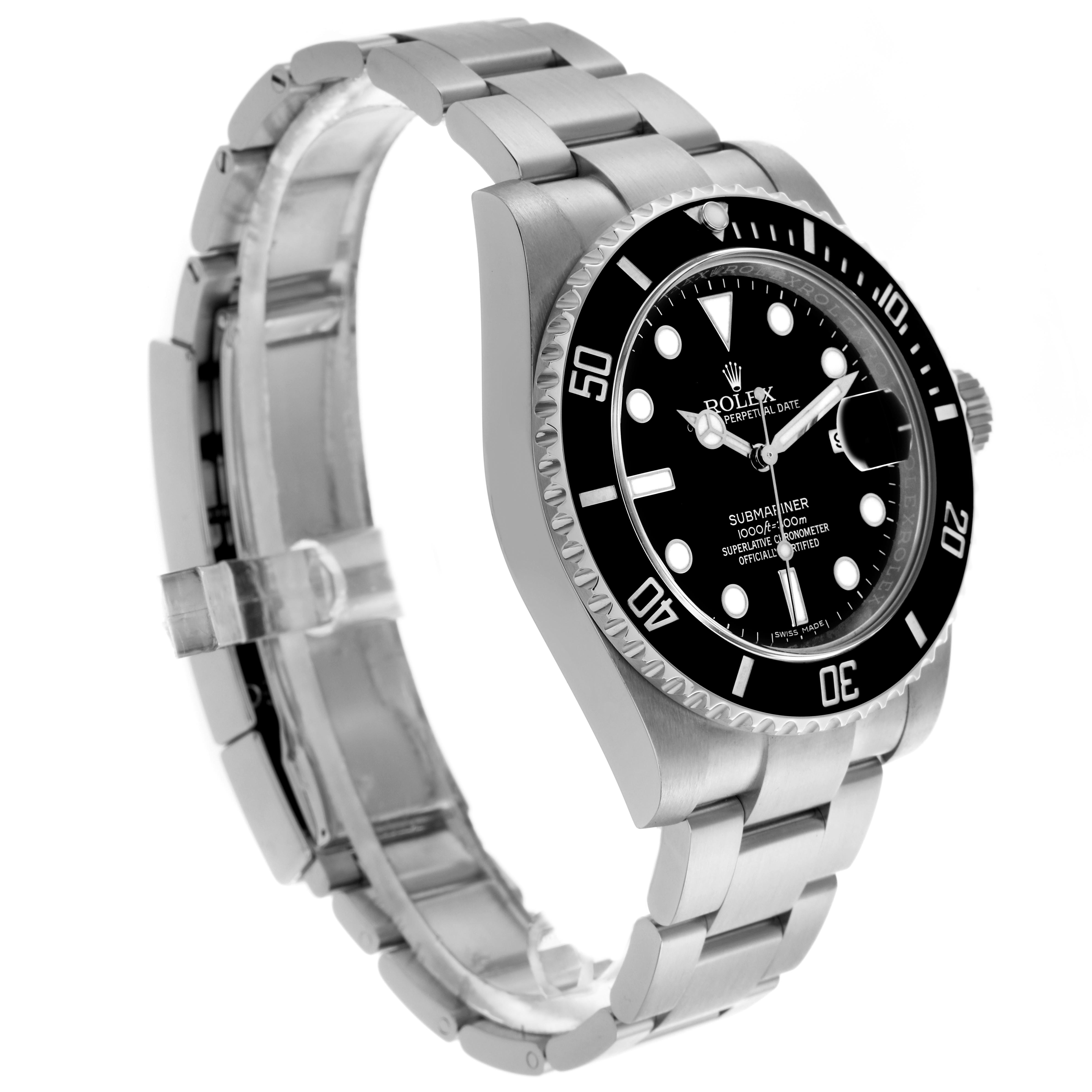 The Rolex Submariner 116610 Men's Stainless Steel Black Dial 116610 Men's Stainless Steel Black Dial is shown at a three-quarter angle, displaying the bracelet, bezel, and dial clearly.