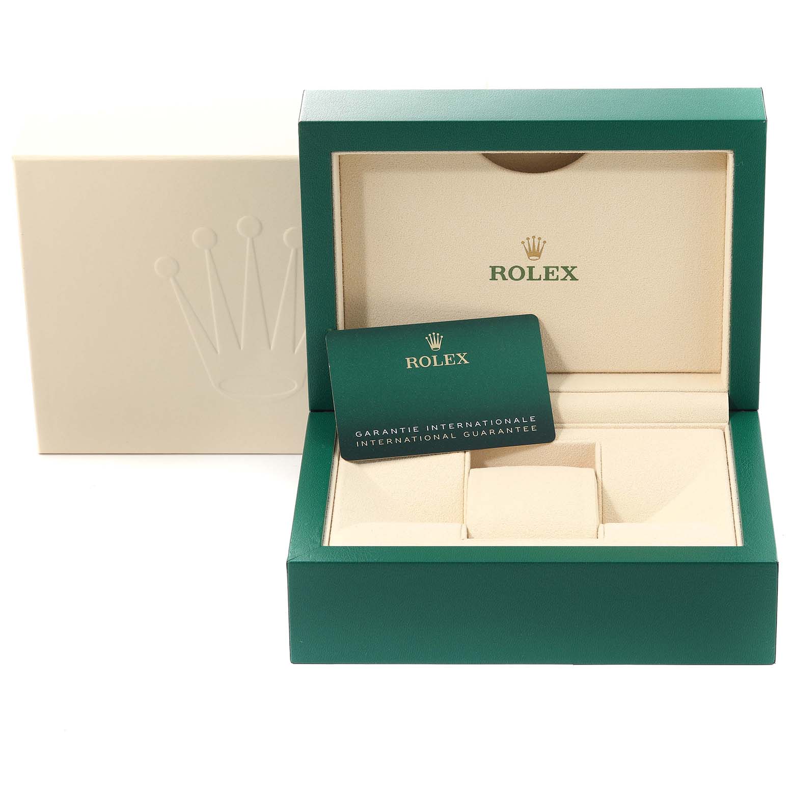 The image shows the packaging and guarantee card for the Rolex Submariner 124060 Men's Stainless Steel Black Dial 124060 Men's Stainless Steel Black Dial watch.