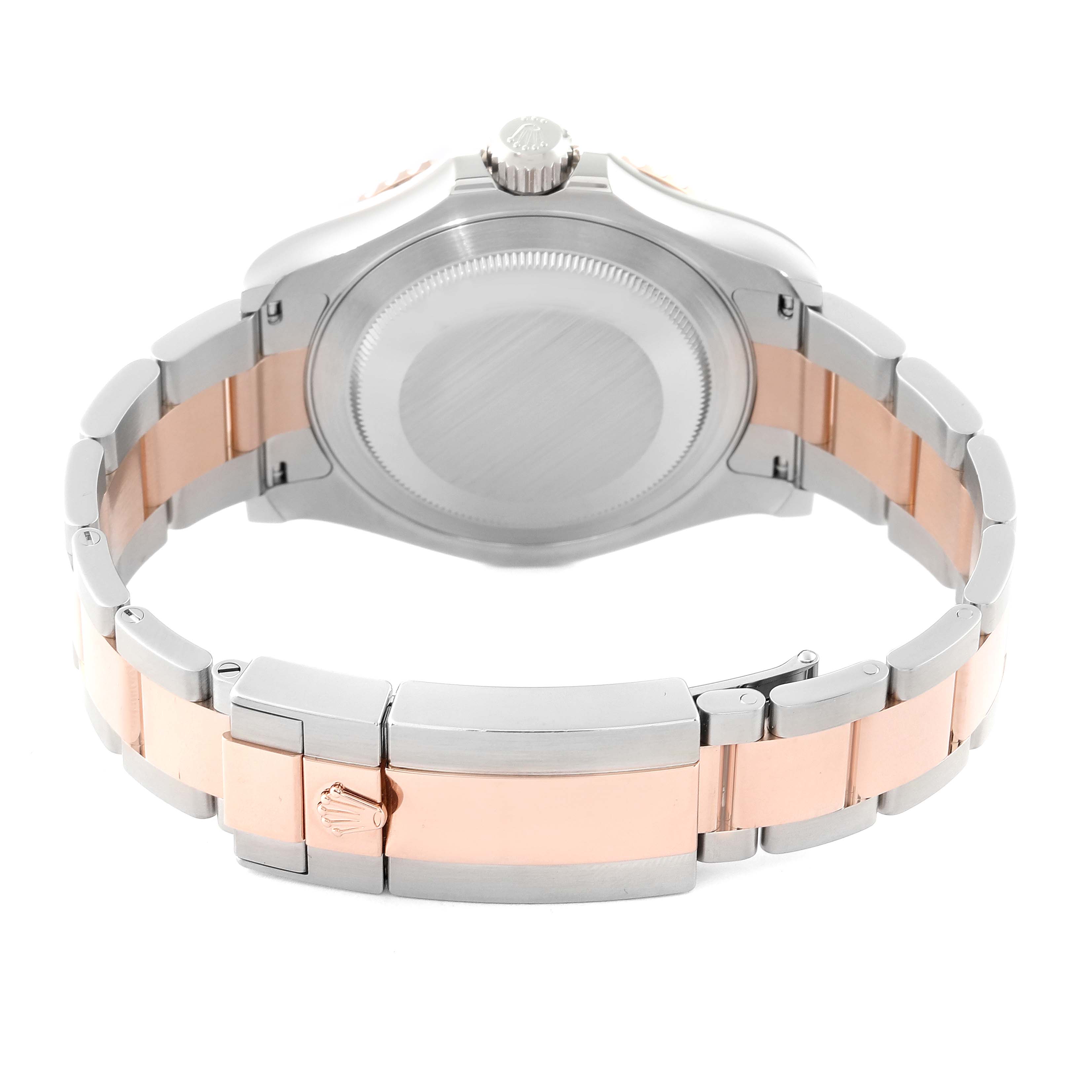 The image shows the back case and bracelet clasp of a Rolex Yacht-Master 126621 Men's Steel and Gold (two tone) Black Dial 126621 Men's Steel and Gold (two tone) Black Dial watch.