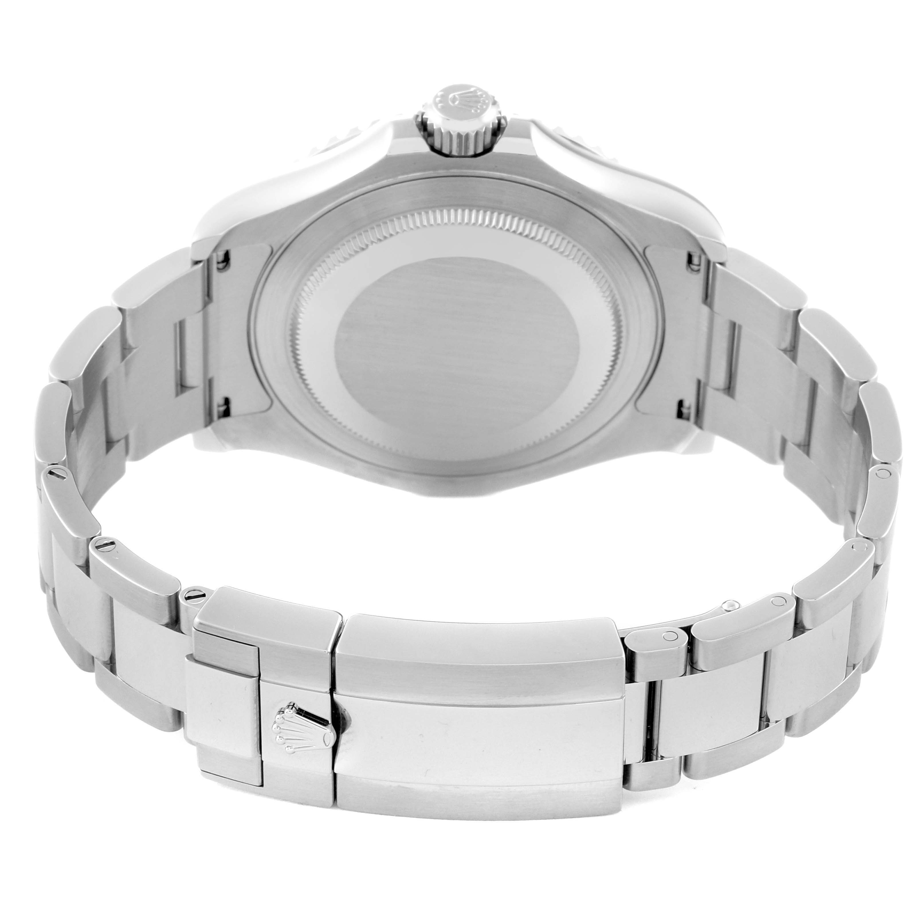 The image shows the back case and bracelet of a Rolex Yacht-Master 126622 Men's Stainless Steel Grey Dial 126622 Men's Stainless Steel Grey Dial watch, viewed from the underside.
