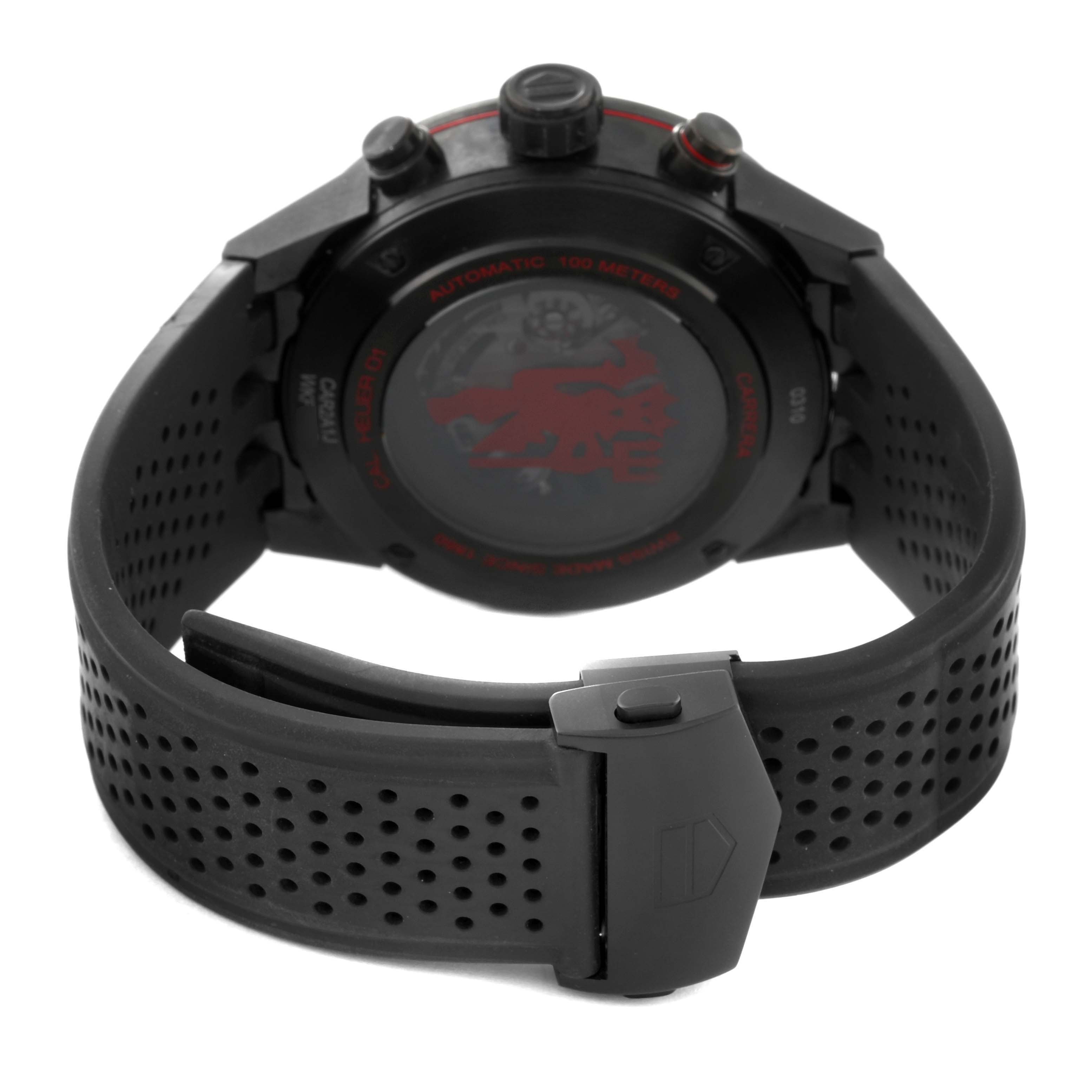 This image shows the back and clasps of the Tag Heuer Limited Edition CAR2A1J.FC6400 Men's Stainless Steel Black Dial CAR2A1J.FC6400 Men's Stainless Steel Black Dial watch, highlighting its strap and caseback.