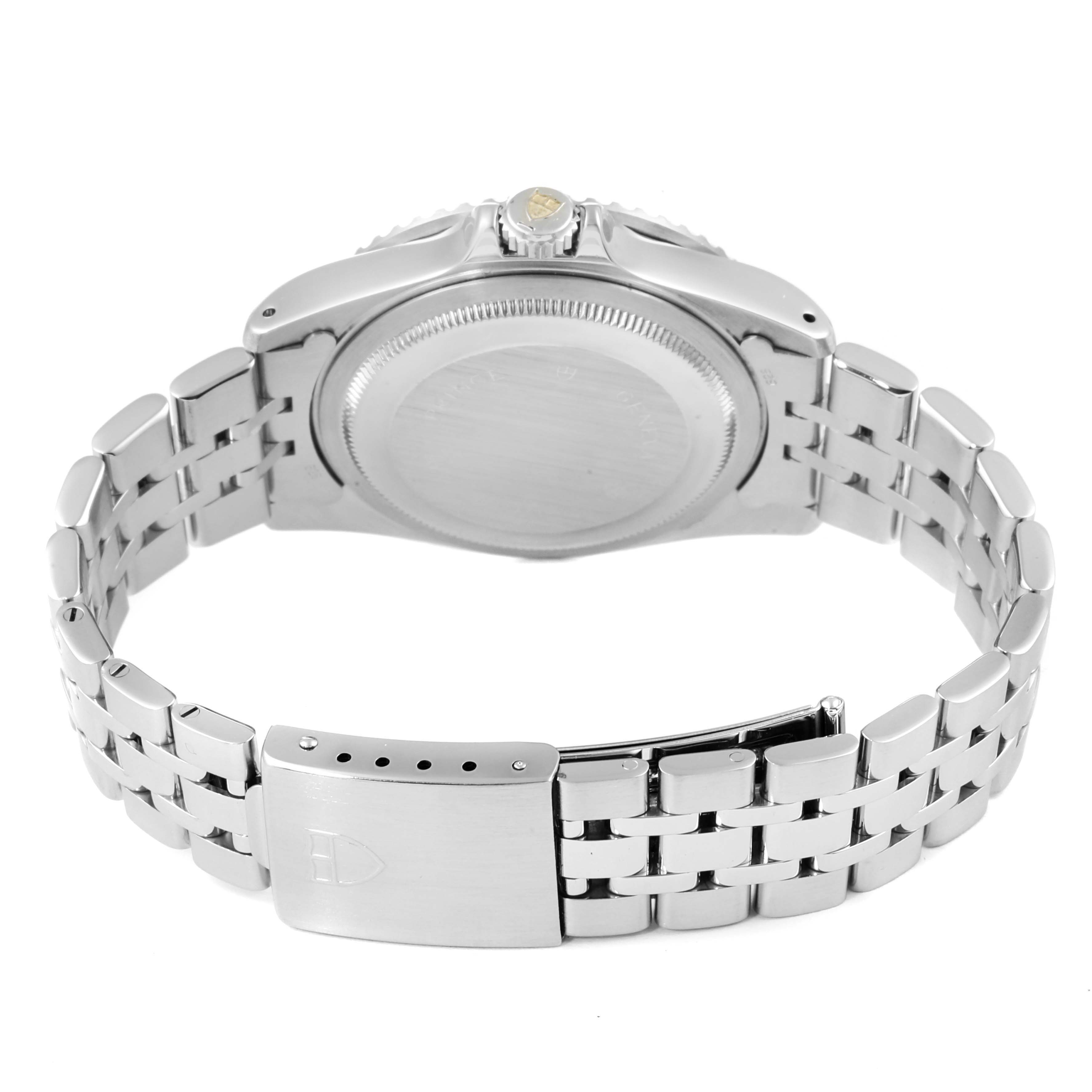 This image shows the backside and bracelet of a Tudor Submariner 75190 Men's Stainless Steel Black Dial 75190 Men's Stainless Steel Black Dial watch.