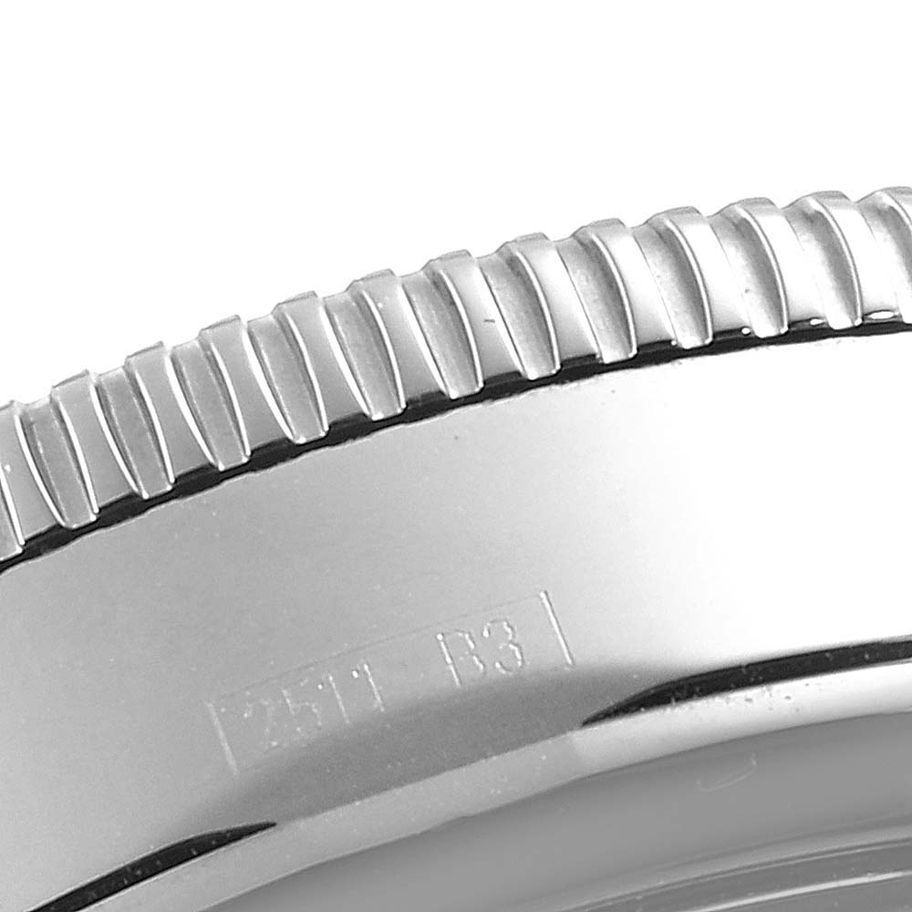 This image shows a close-up of the bezel and case of the Breitling Superocean A13320 Men
s Stainless Steel Blue Dial A13320 Men
s Stainless Steel Blue Dial watch.