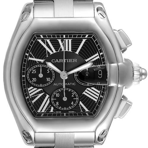 Photo of Cartier Roadster XL Chronograph Black Dial Mens Steel Watch W62007X6