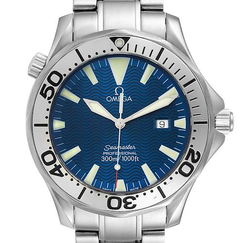 Photo of Omega Seamaster Electric Blue Wave Dial Mens Watch 2265.80.00