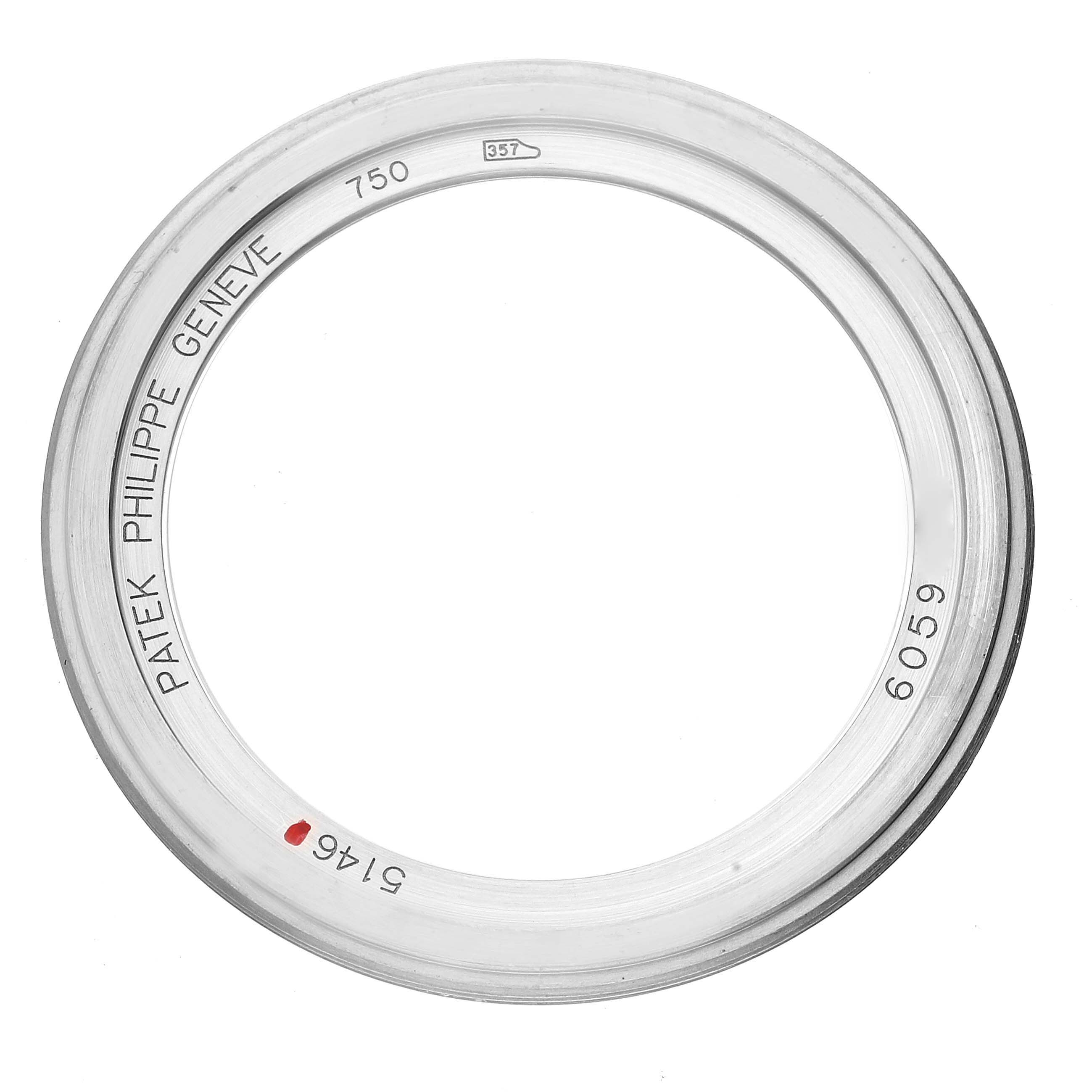 The image shows a top-down view of a bezel ring for a Patek Philippe Complications 5146G Men's White Gold Beige Dial 5146G Men's White Gold Beige Dial watch.