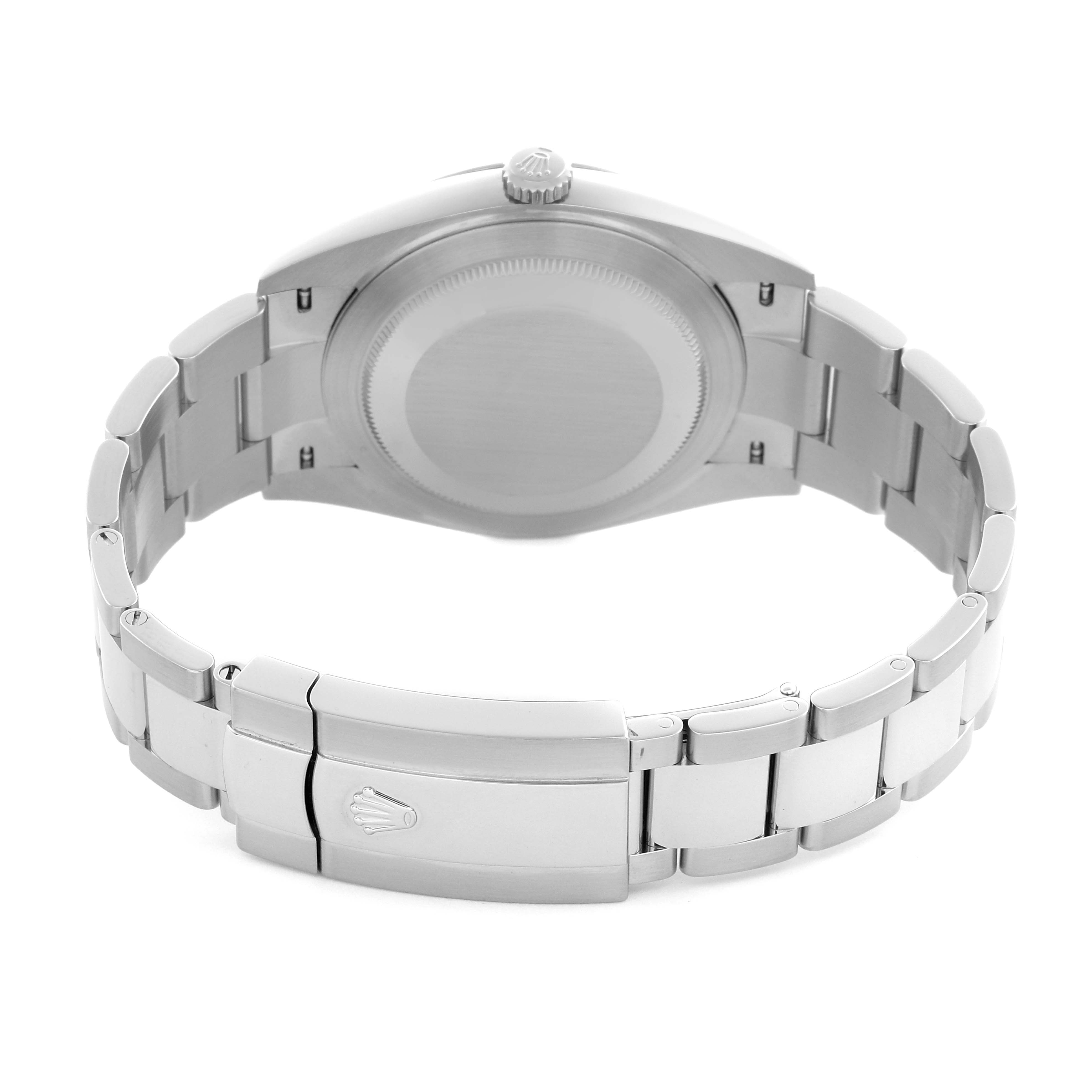 The image shows the back of a Rolex Datejust 41 126300 Men's Stainless Steel Black Dial 126300 Men's Stainless Steel Black Dial, highlighting the bracelet and clasp.