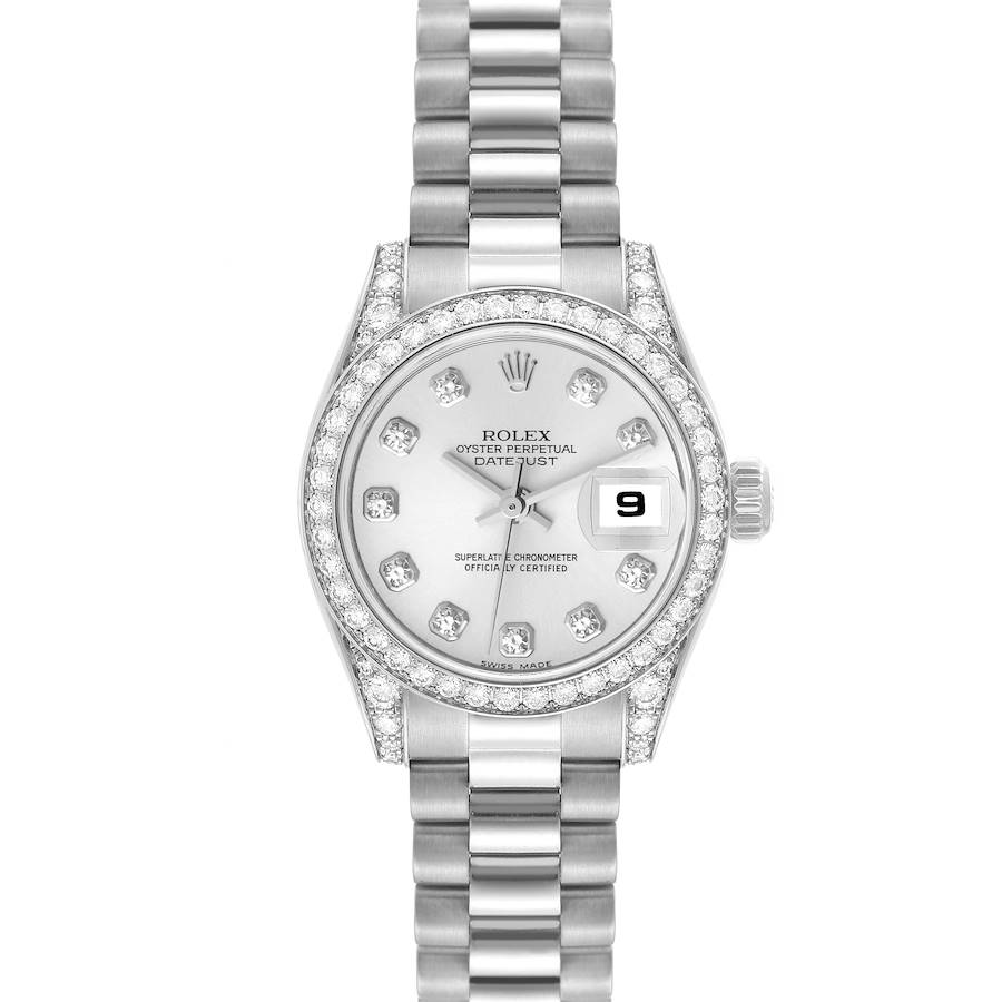 Rolex Datejust President White Gold Diamond Bezel Ladies Watch 179159 Box Papers SwissWatchExpo