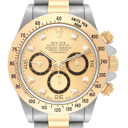 Photo of *NOT FOR SALE* Rolex Daytona Steel Yellow Gold Diamond Dial Zenith 16523, Stock #59933, and #60505 Partial Payment