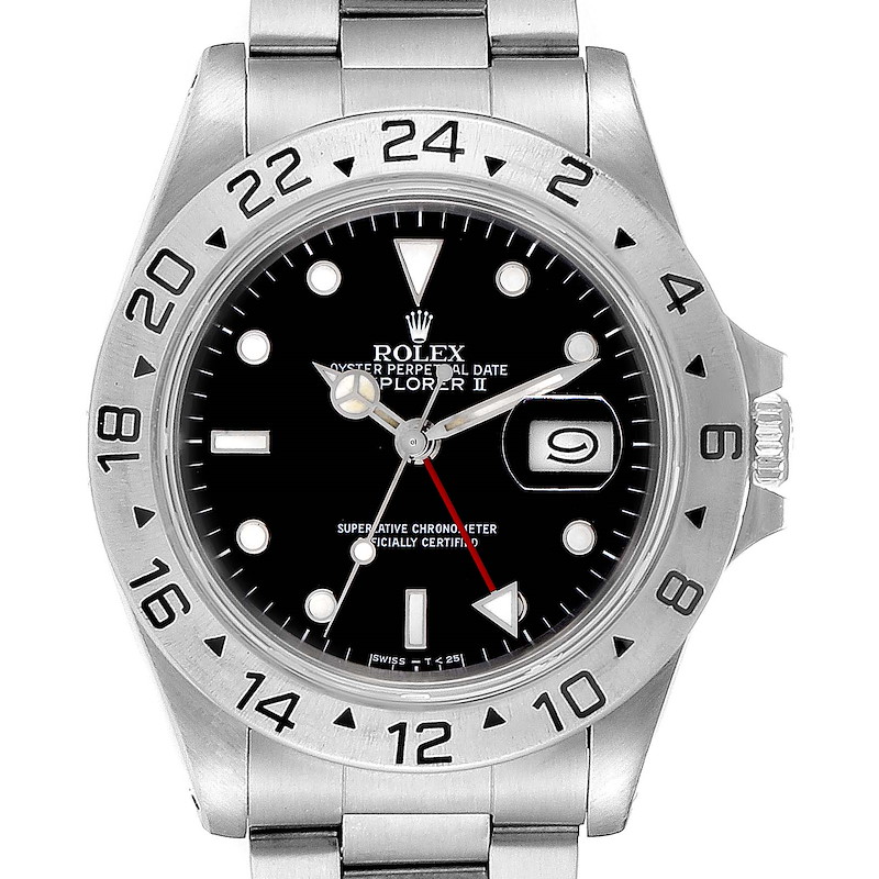 Rolex Explorer II 40 Black Dial Red Hand Automatic Mens Watch 16570 SwissWatchExpo
