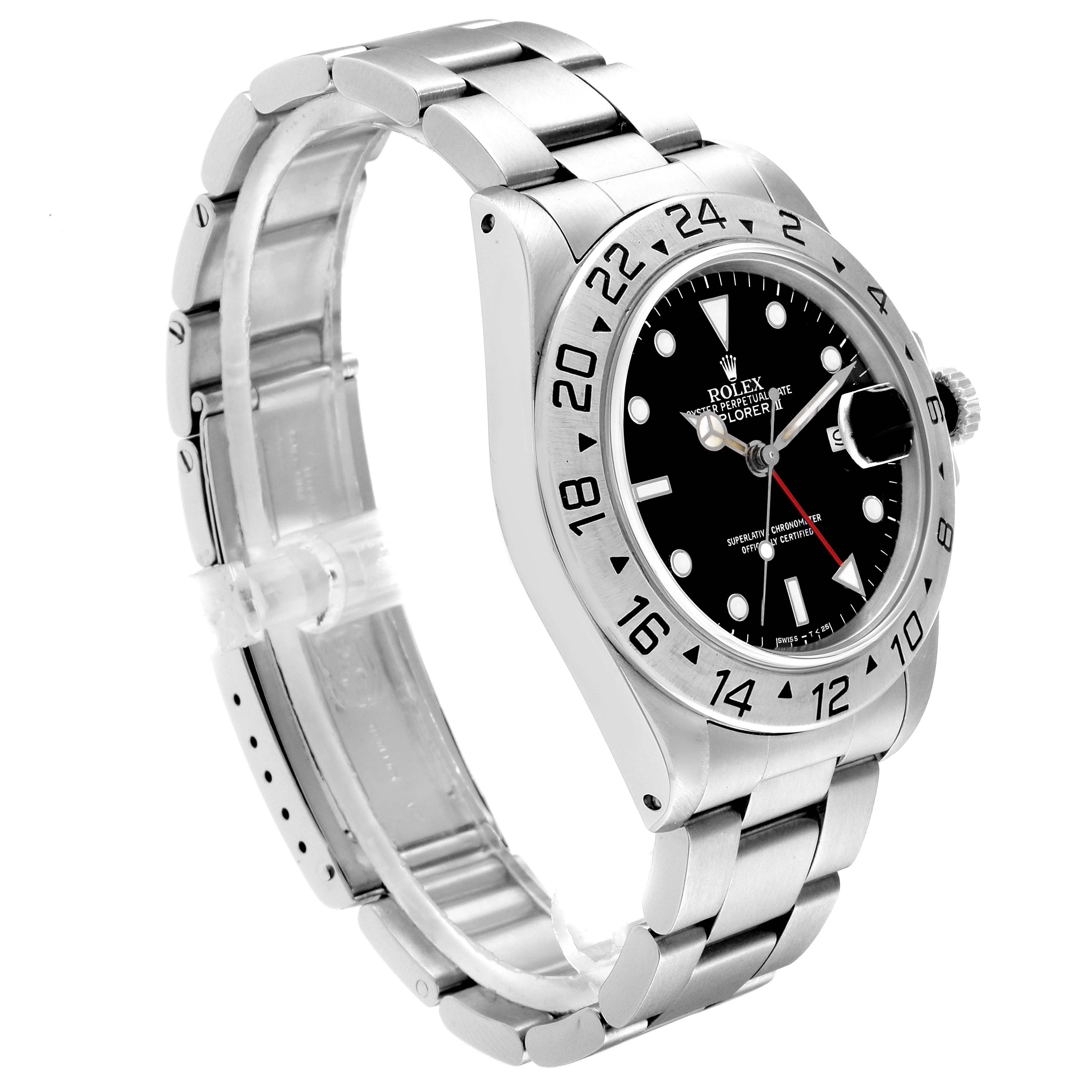 The Rolex Explorer 16570 Men
s Stainless Steel Black Dial 16570 Men
s Stainless Steel Black Dial watch is shown at a three-quarter angle displaying the face, bezel, case, crown, and bracelet.