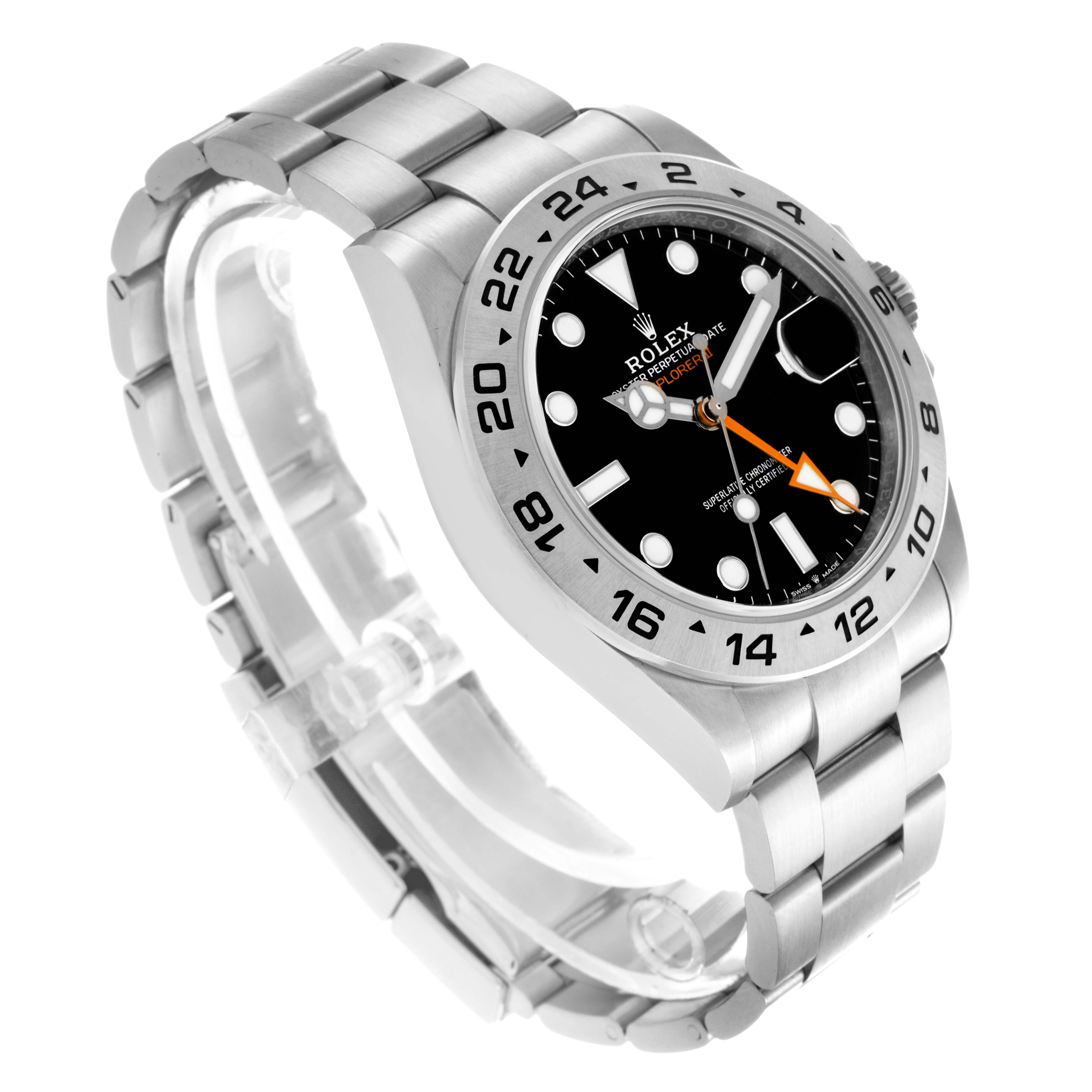 The Rolex GMT-Master 226570 Men's Stainless Steel Black Dial 226570 Men's Stainless Steel Black Dial is shown at a three-quarter angle, displaying the bezel, dial, and bracelet.
