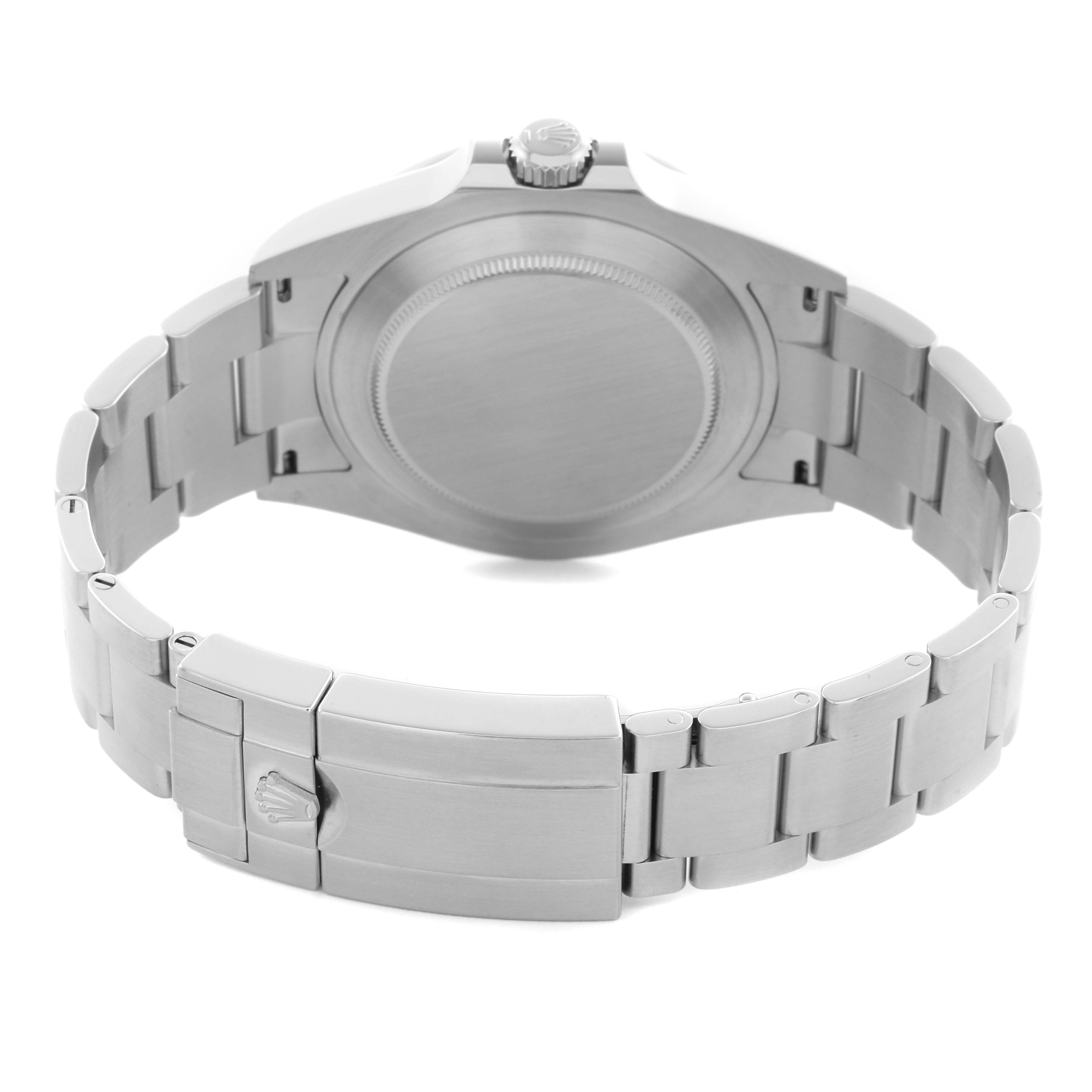 The image shows the back and bracelet of a Rolex GMT-Master 226570 Men's Stainless Steel Black Dial 226570 Men's Stainless Steel Black Dial watch, displaying the clasp and crown.