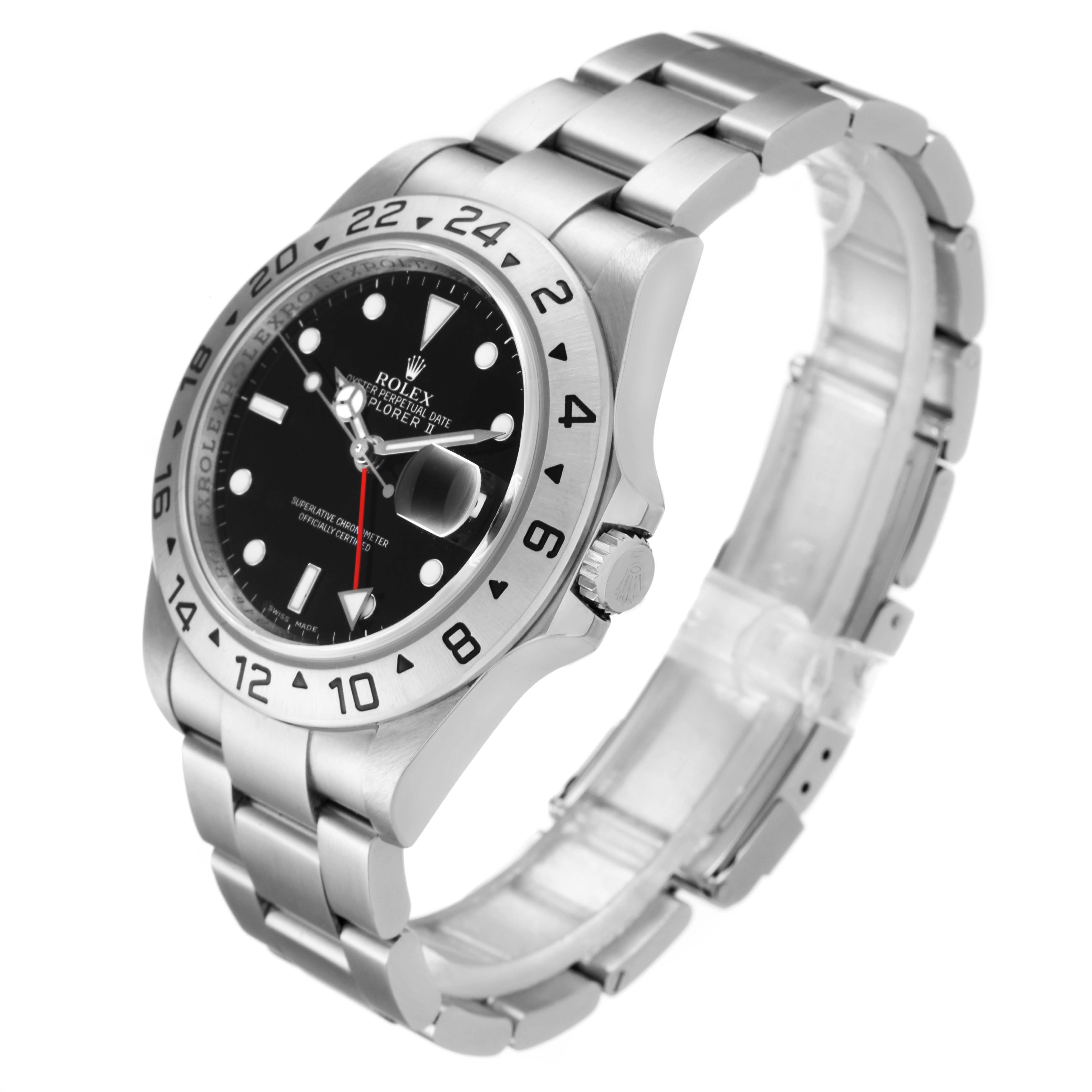 The image shows a Rolex Explorer 16570 Men's Stainless Steel Black Dial 16570 Men's Stainless Steel Black Dial model watch at a three-quarter angle, highlighting the dial, bezel, crown, and bracelet.