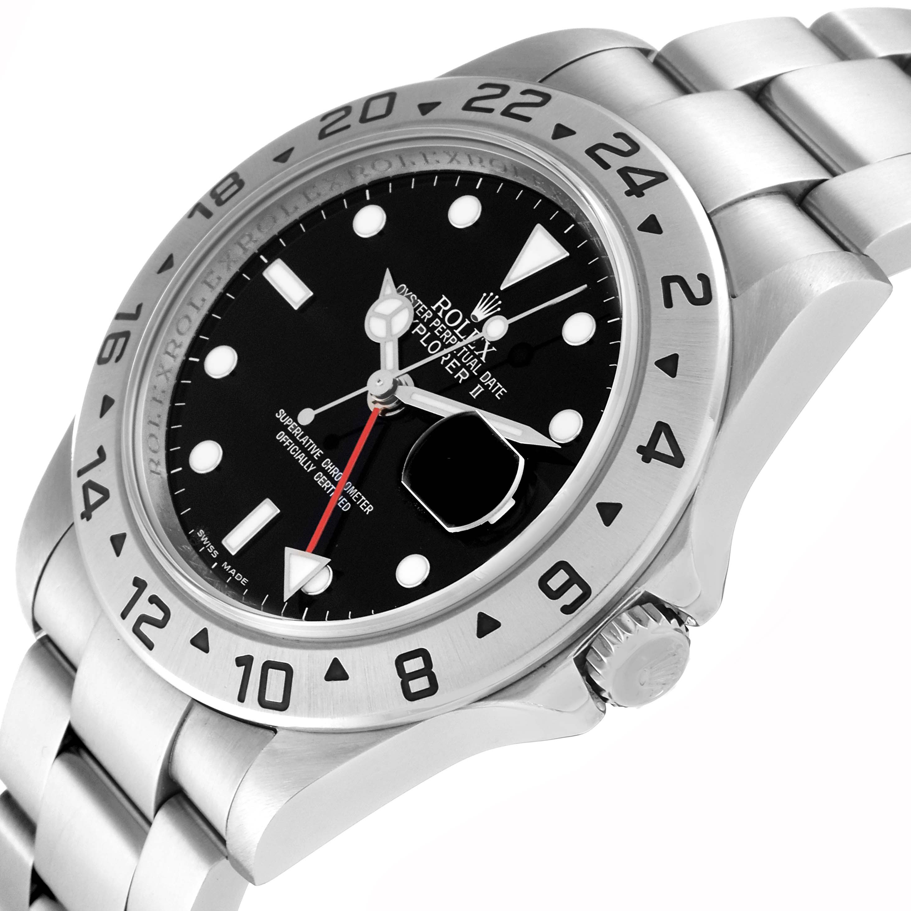 The image shows a Rolex Explorer 16570 Men's Stainless Steel Black Dial 16570 Men's Stainless Steel Black Dial watch from a three-quarter angle, highlighting the face, bezel, crown, and part of the bracelet.
