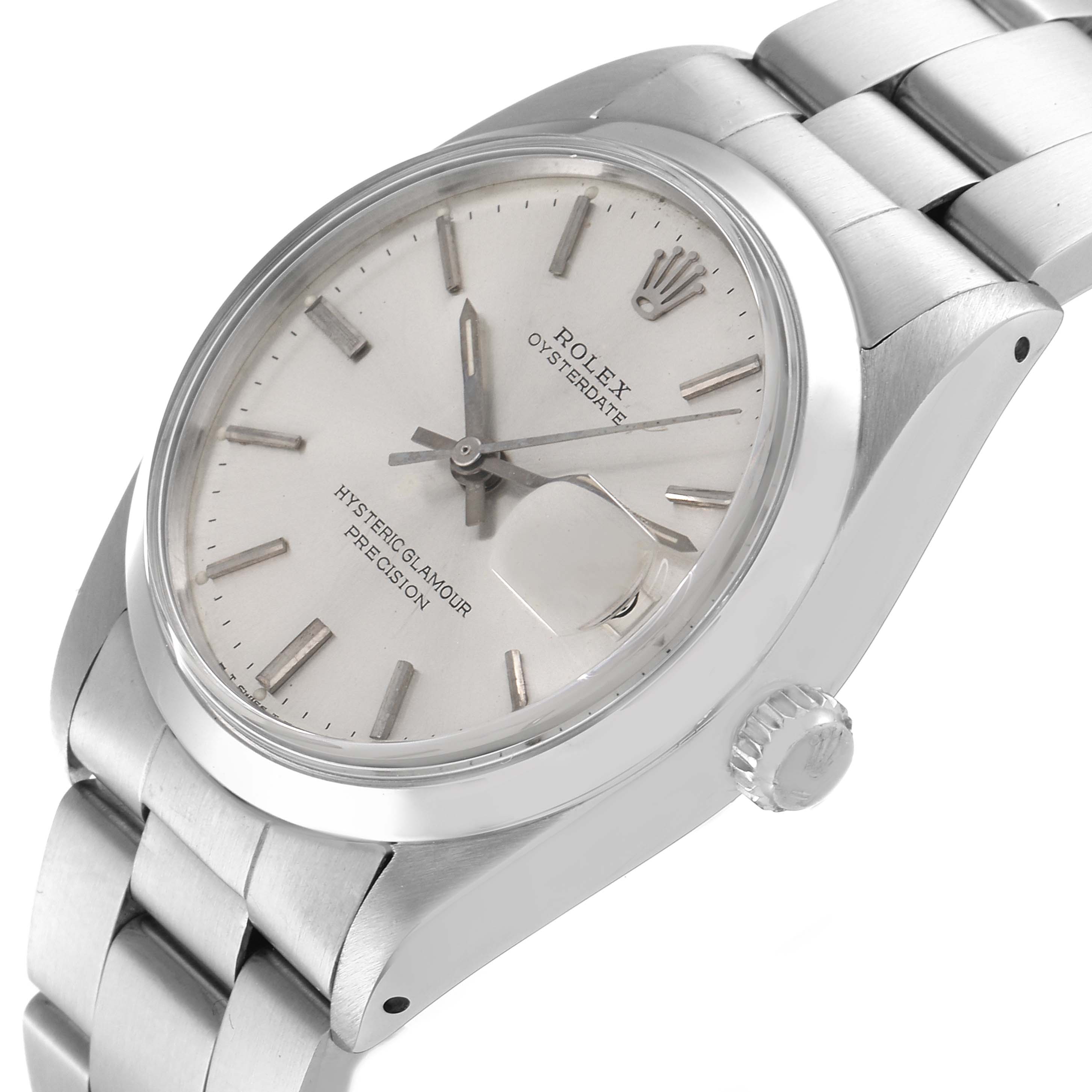 The image shows a Rolex Vintage Collection 6694 Men's Stainless Steel Silver Dial 6694 Men's Stainless Steel Silver Dial watch from a three-quarter angle, highlighting the dial, crown, and metal bracelet.