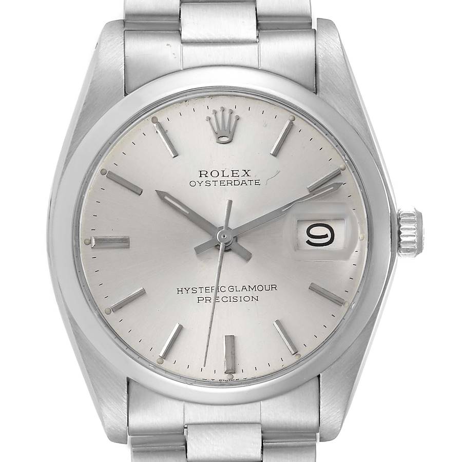 Rolex OysterDate Precision Hysteric Glamour Dial Steel Vintage Mens Watch 6694 SwissWatchExpo