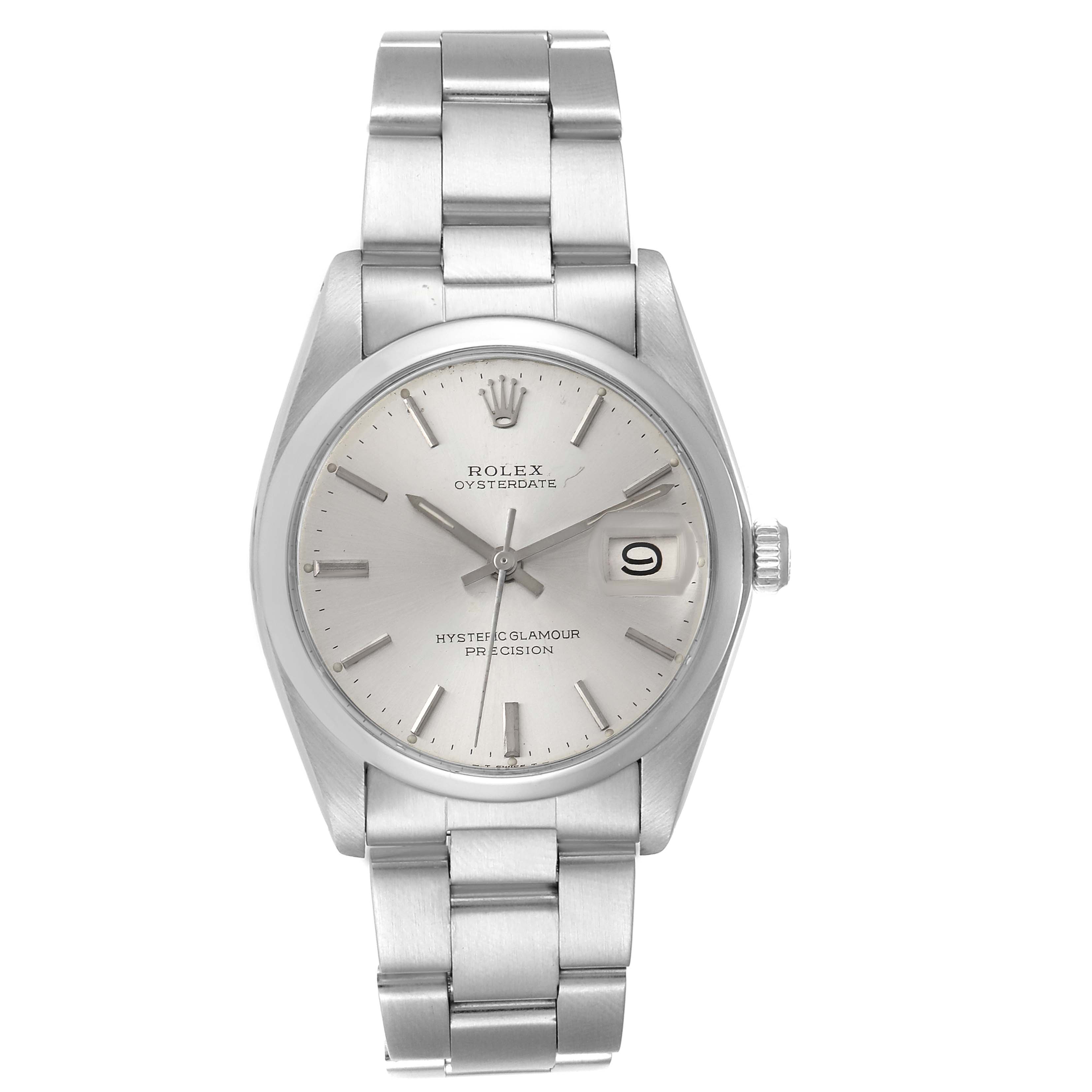 The image shows a front view of the Rolex Vintage Collection 6694 Men's Stainless Steel Silver Dial 6694 Men's Stainless Steel Silver Dial watch, highlighting the dial, bezel, and bracelet.