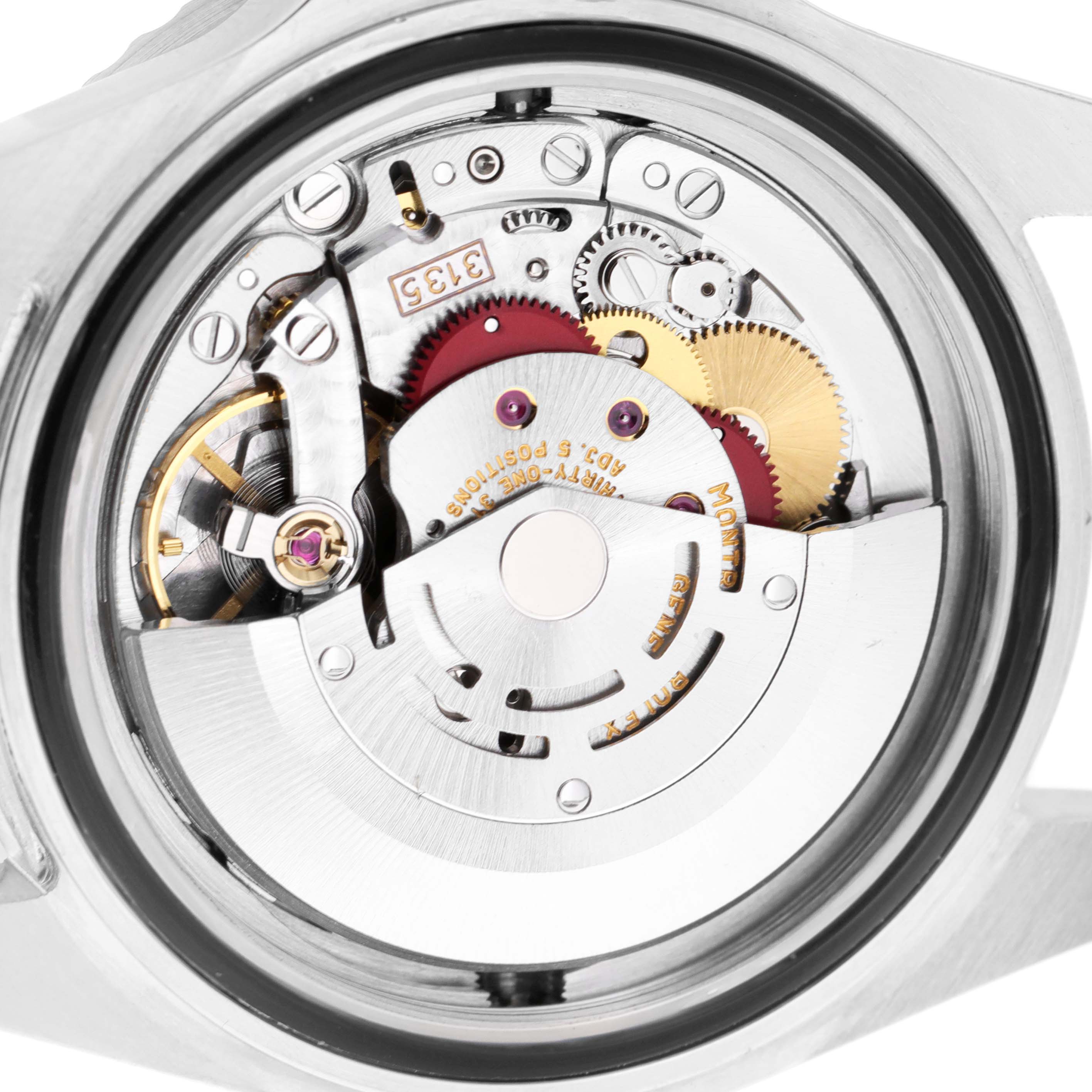 This image shows a close-up view of the exposed movement mechanism of a Rolex Sea-Dweller 16600 Men
s Stainless Steel Black Dial 16600 Men
s Stainless Steel Black Dial watch.