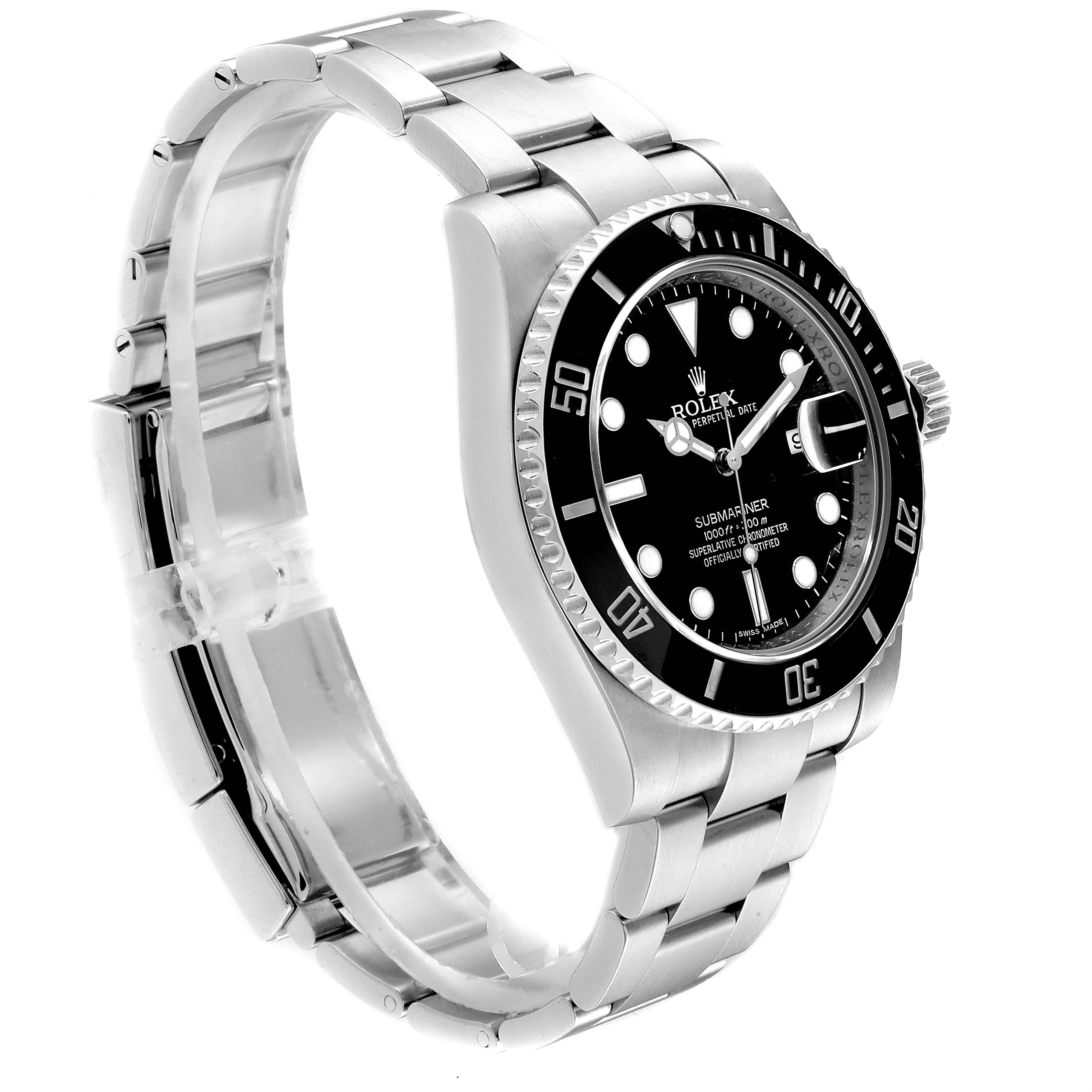 The image shows a Rolex Submariner 116610 Men
s Stainless Steel Black Dial 116610 Men
s Stainless Steel Black Dial watch at a 3/4 angle, highlighting the dial, bezel, case, and bracelet.