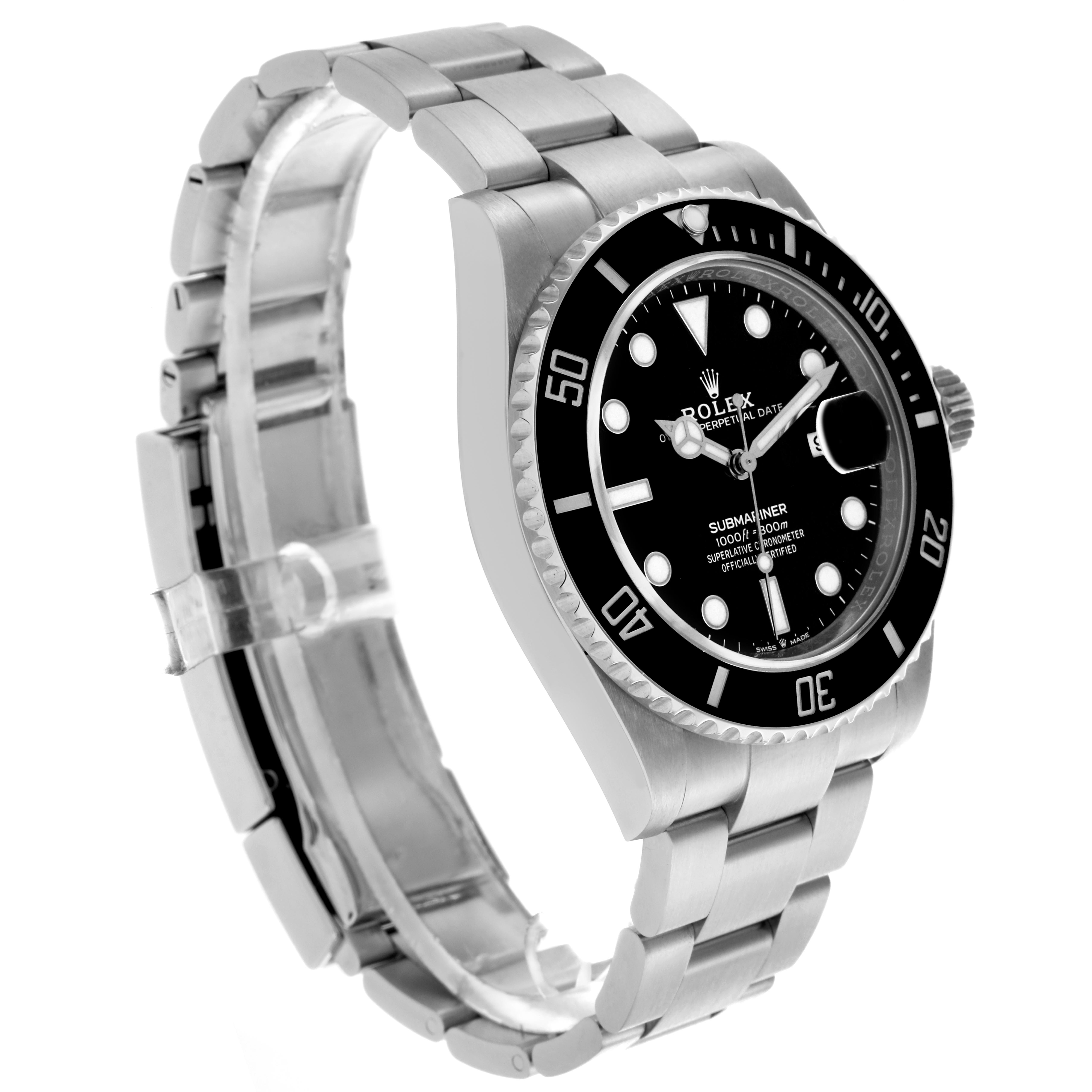The image shows a Rolex Submariner 126610 Men's Stainless Steel Black Dial 126610 Men's Stainless Steel Black Dial watch at a three-quarter angle, highlighting the bezel, dial, and bracelet.