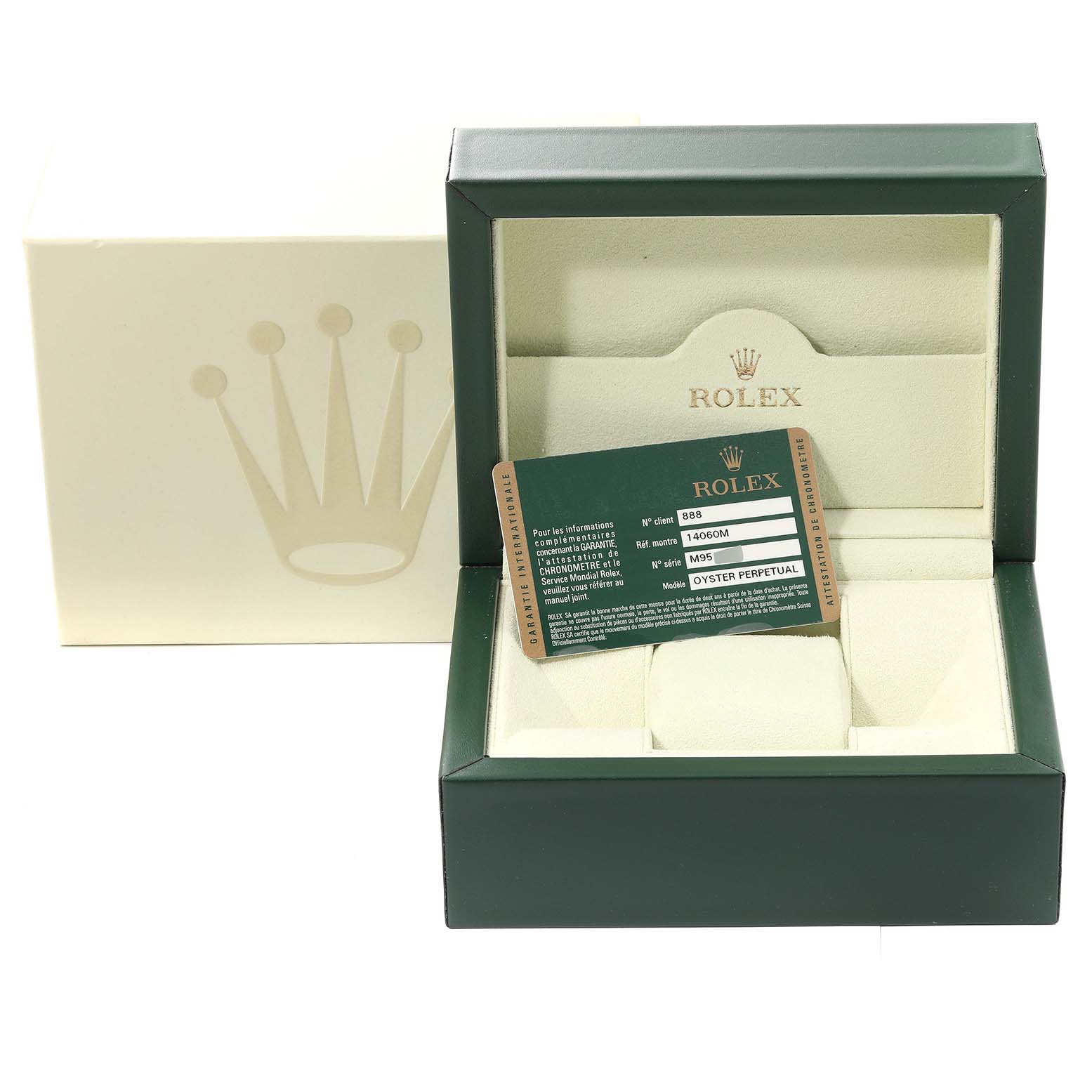 The image shows an open Rolex watch box for a Submariner model with an Best Quality
ity card inserted inside.