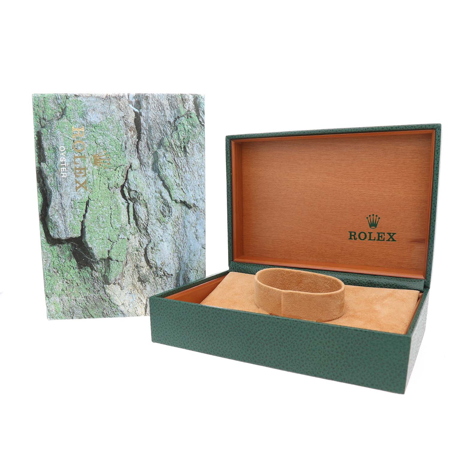 The image shows an open Rolex Yacht-Master 169623 Women's Steel and Gold (two tone) White Dial watch box and its outer packaging at a slight angle.