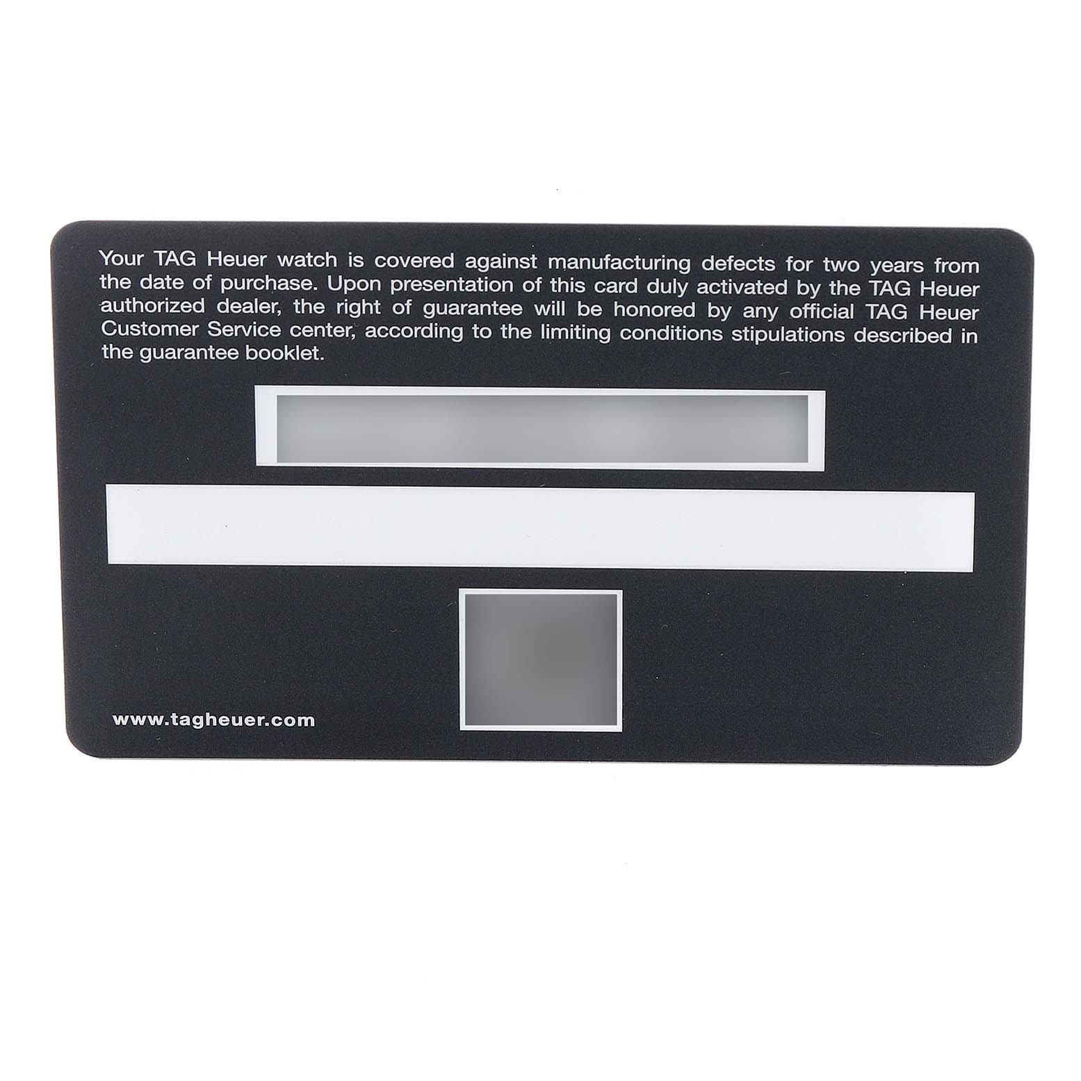 This is a Tag Heuer Carrera CAR2A8A.BF0707 Men's Titanium Grey Dial CAR2A8A.BF0707 Men's Titanium Grey Dial model warranty card, shown from the front angle.