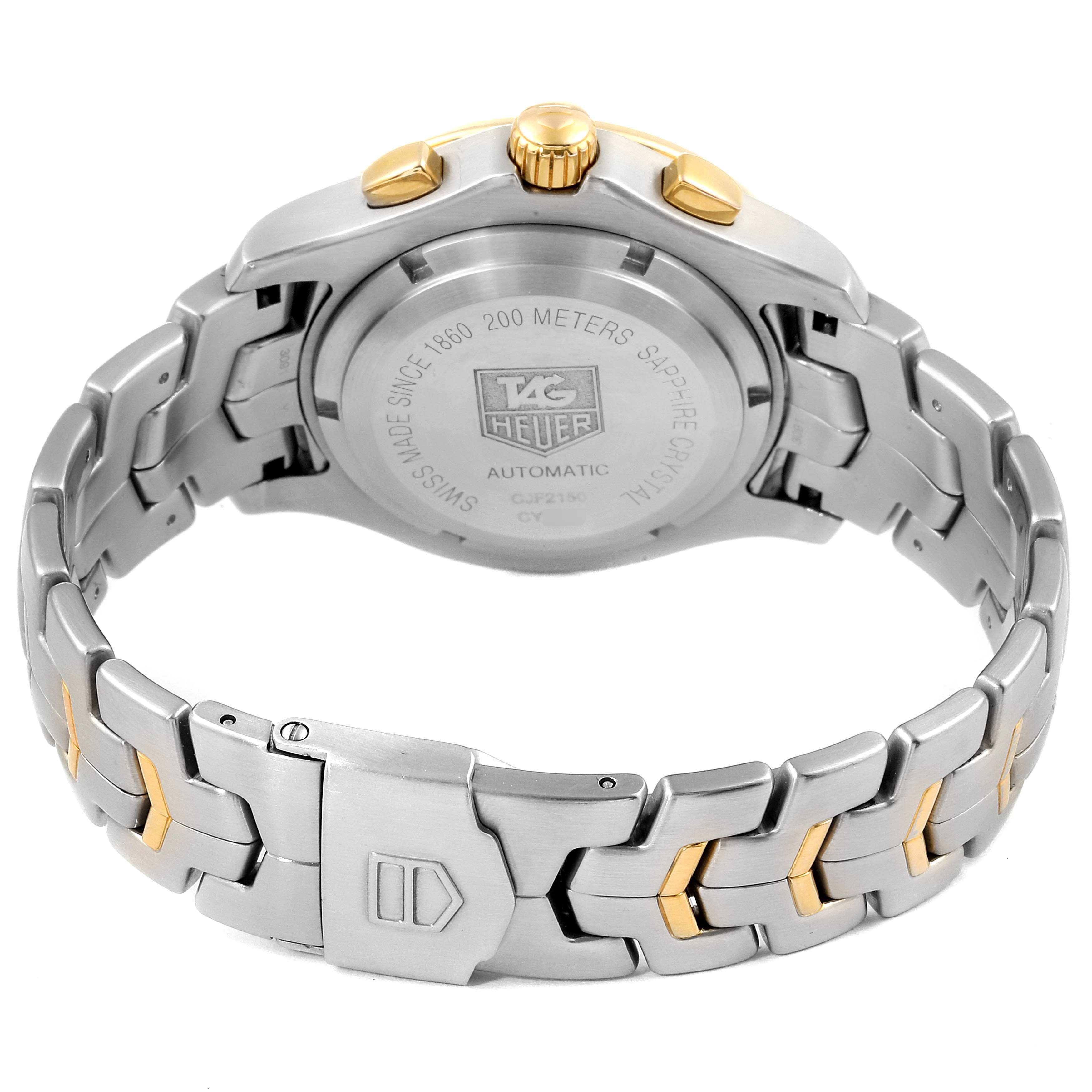 This image shows the back case and bracelet of the Link model by Tag Heuer, highlighting the clasp and back cover.