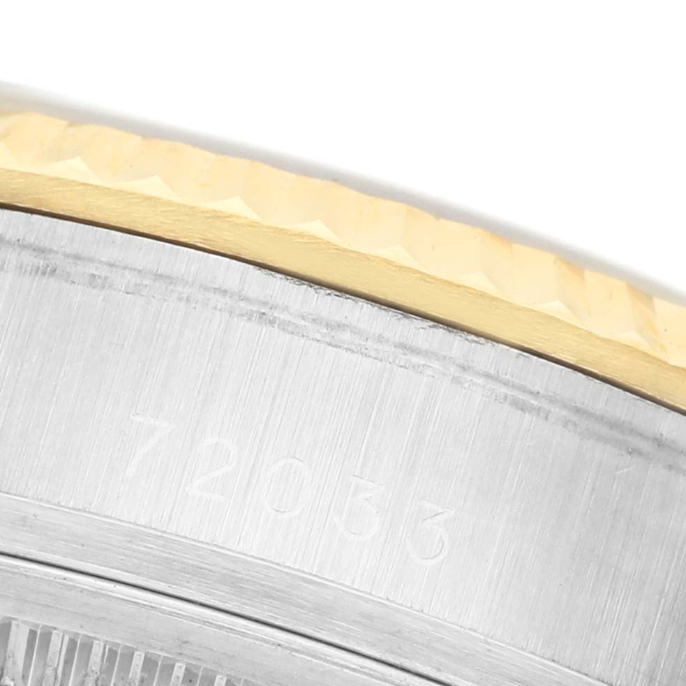 The image shows a close-up of the Tudor Prince 72033 Men's Steel and Gold (two tone) Blue Dial watch bezel and part of the case, with the model number visible.