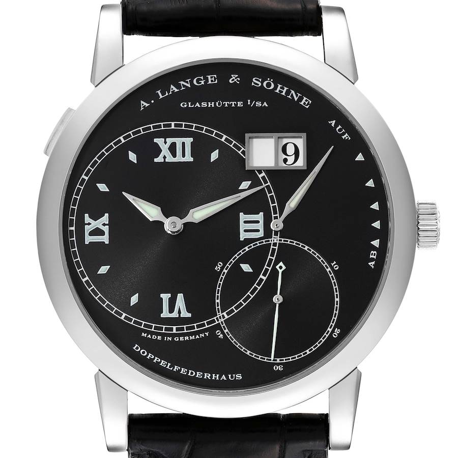 A. Lange & Sohne Grand Lange 1 White Gold Black Dial Mens Watch 115.028 SwissWatchExpo