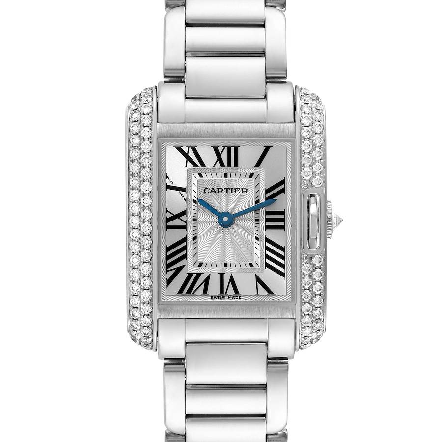 Cartier Tank Anglaise White Gold Diamond Ladies Watch WT100008 SwissWatchExpo