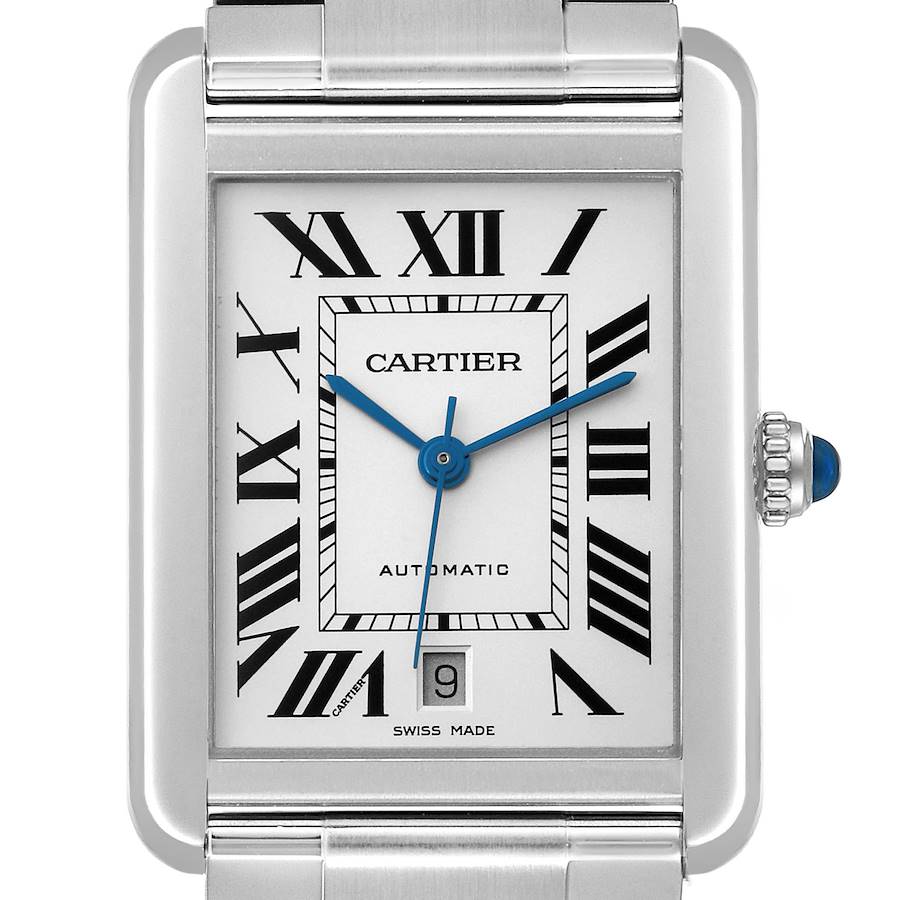 Cartier Tank Solo XL Silver Dial Automatic Steel Mens Watch W5200028 SwissWatchExpo