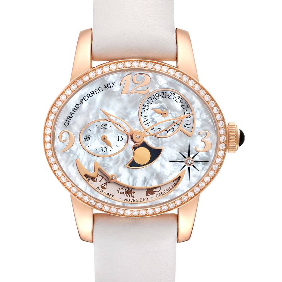 Girard Perregaux Cat's Eye Rose Gold Mother Of Pearl Diamond Ladies Watch 80483 Box Papers SwissWatchExpo