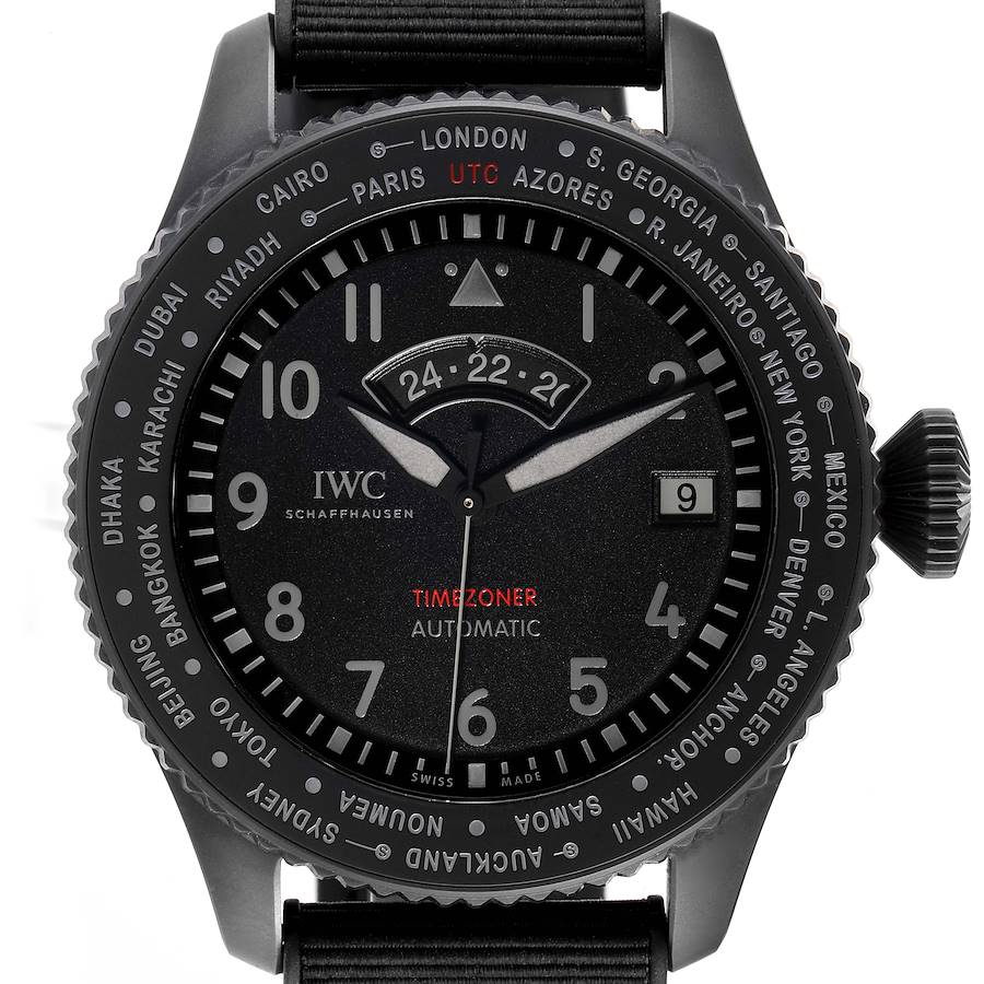 IWC Pilots Timezoner Top Gun Ceratanium Mens Watch IW395505 Unworn SwissWatchExpo